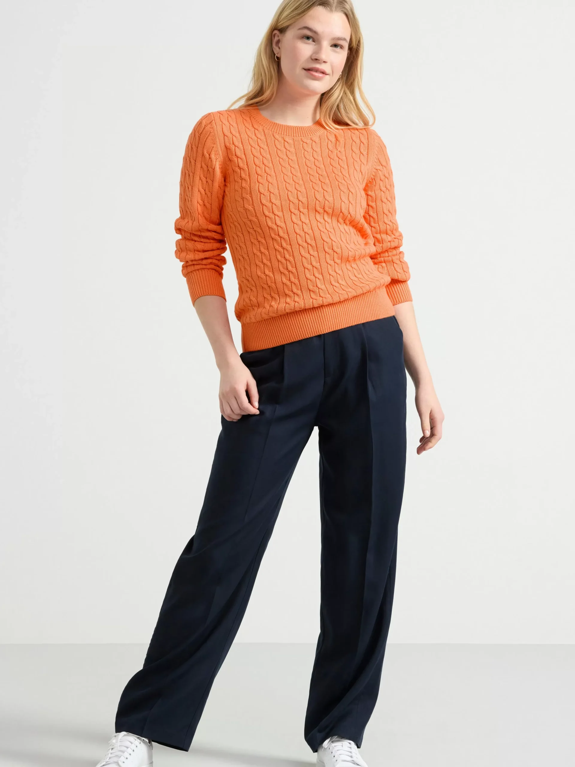 Tröjor & Cardigans>Lindex Kabelstickad Troja Light Orange