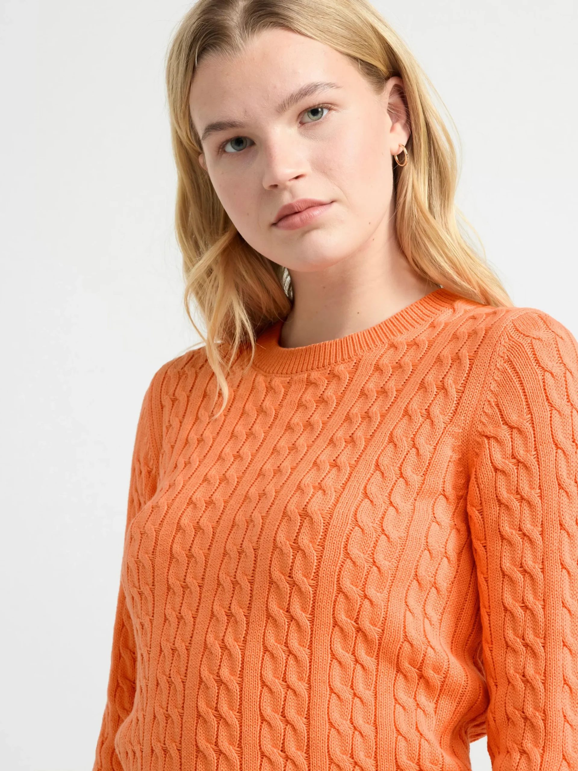 Tröjor & Cardigans>Lindex Kabelstickad Troja Light Orange