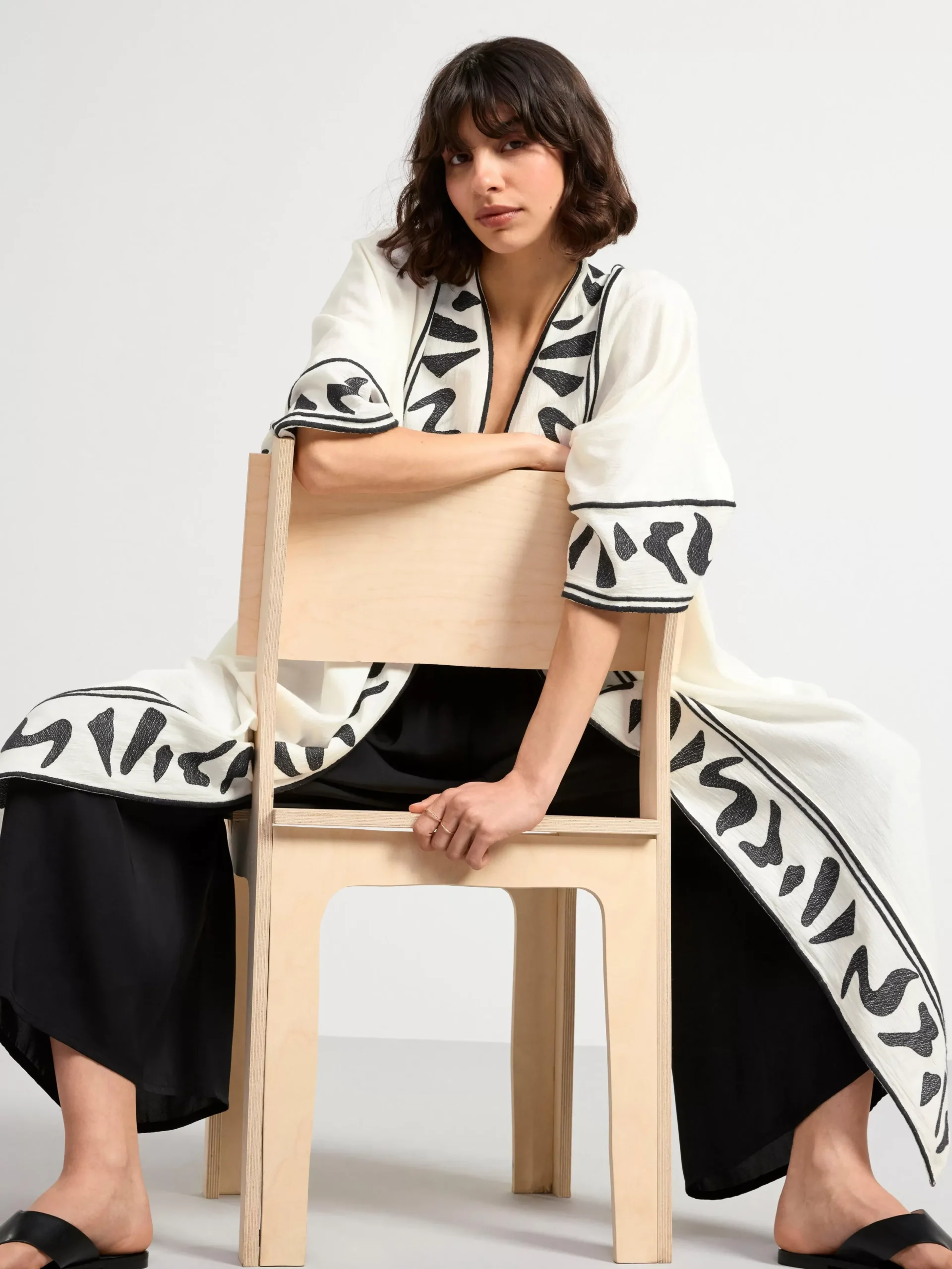 Kavajer>Lindex Kaftan Med Broderi Light White