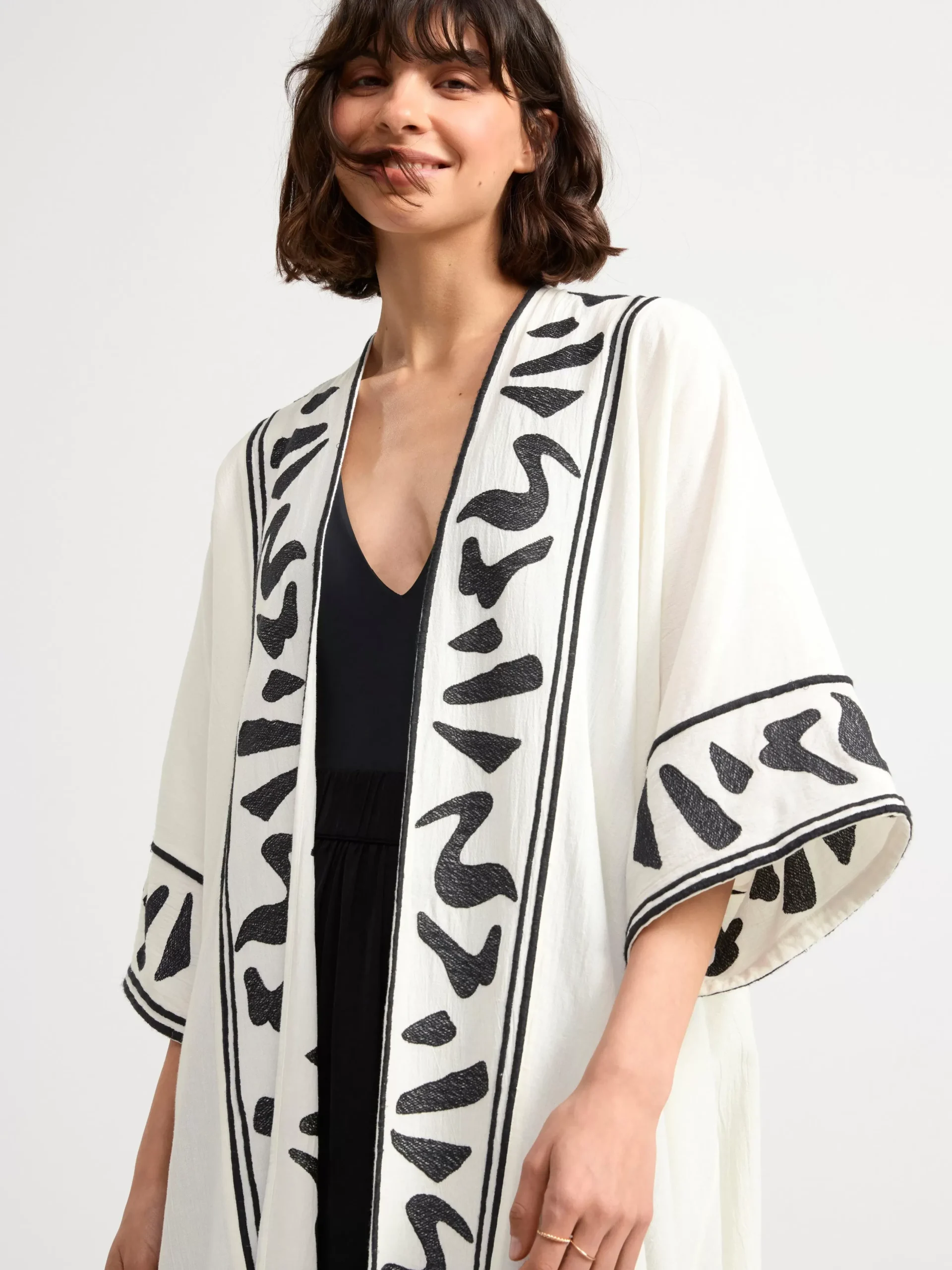 Kavajer>Lindex Kaftan Med Broderi Light White