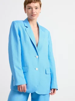 Kavajer>Lindex Kavaj I Linneblandning Light Dusty Blue