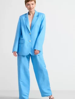 Kavajer>Lindex Kavaj I Linneblandning Light Dusty Blue