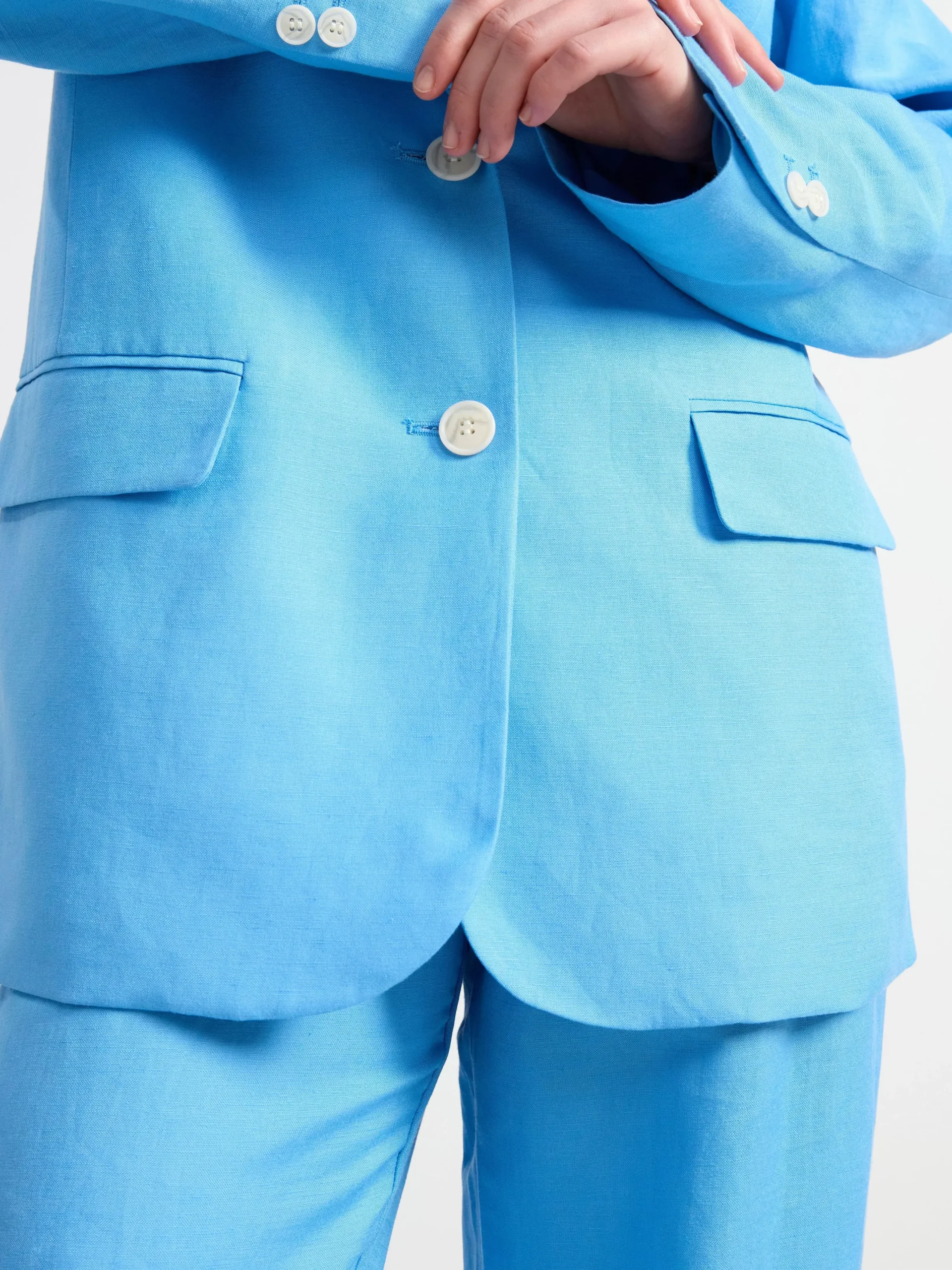 Kavajer>Lindex Kavaj I Linneblandning Light Dusty Blue