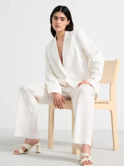 Kavajer>Lindex Kavaj I Linneblandning Light White
