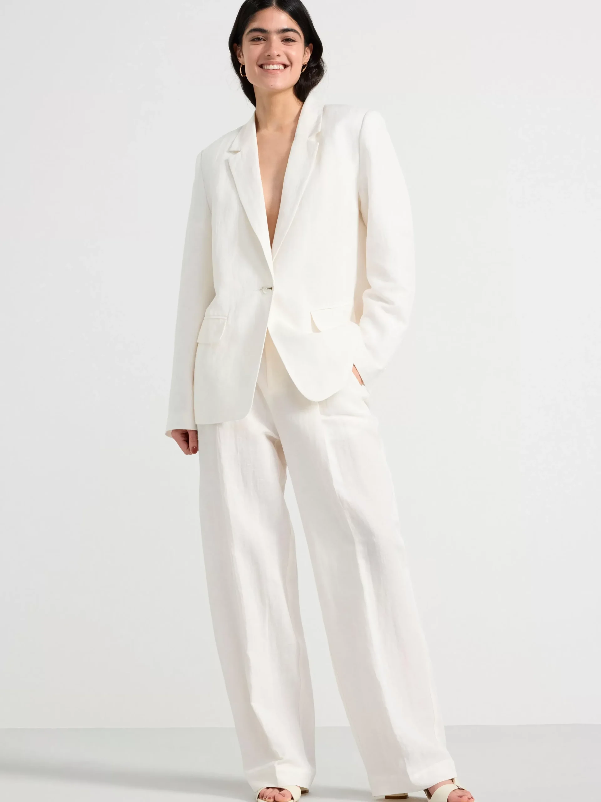Kavajer>Lindex Kavaj I Linneblandning Light White