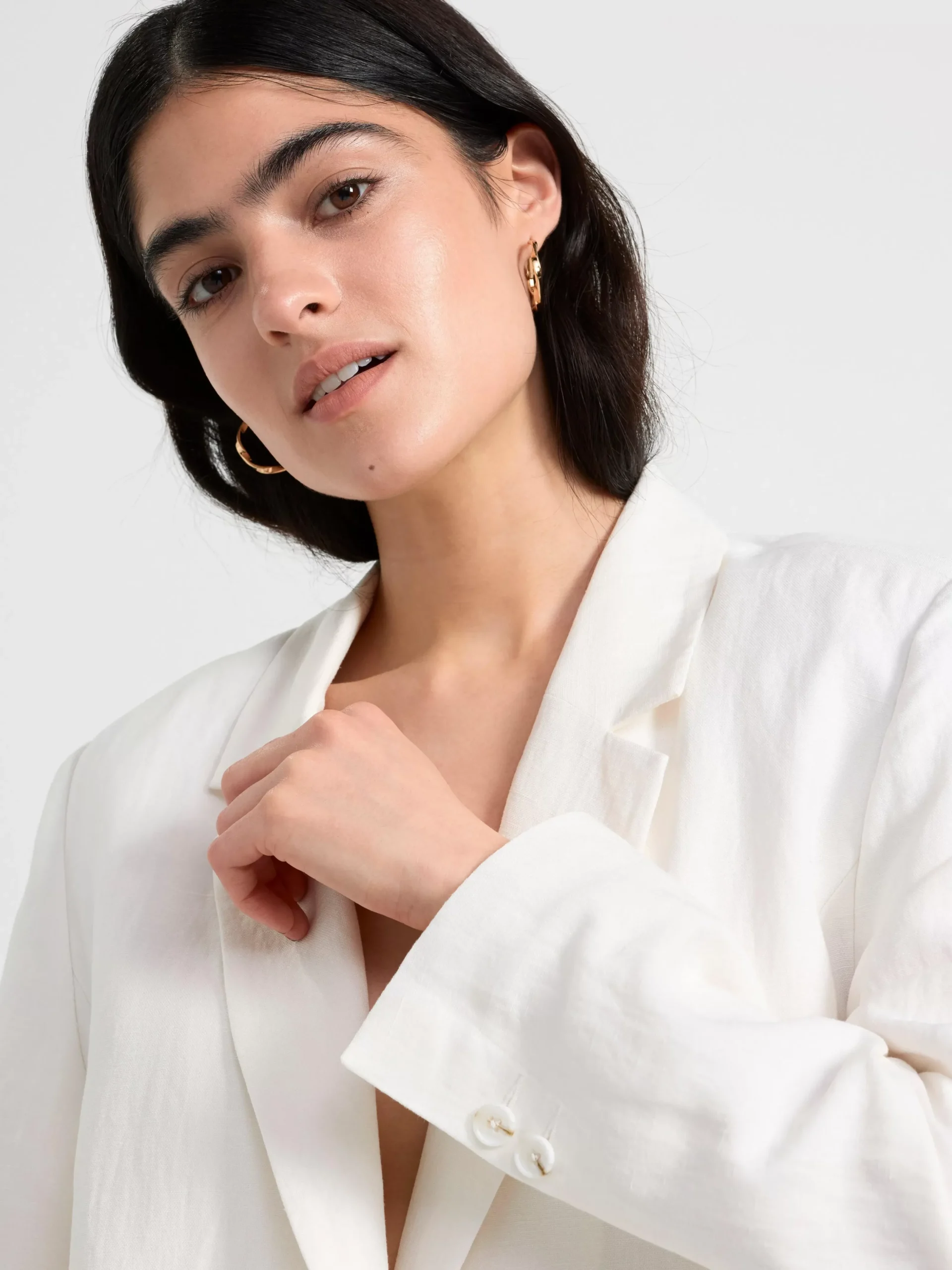 Kavajer>Lindex Kavaj I Linneblandning Light White