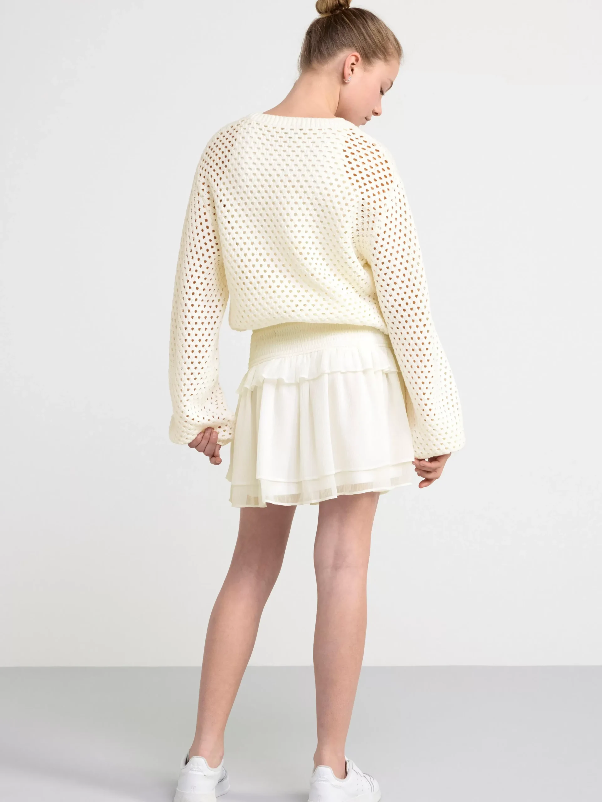 Kjolar>Lindex Kjol I Chiffong Med Smock Och Volanger Off White