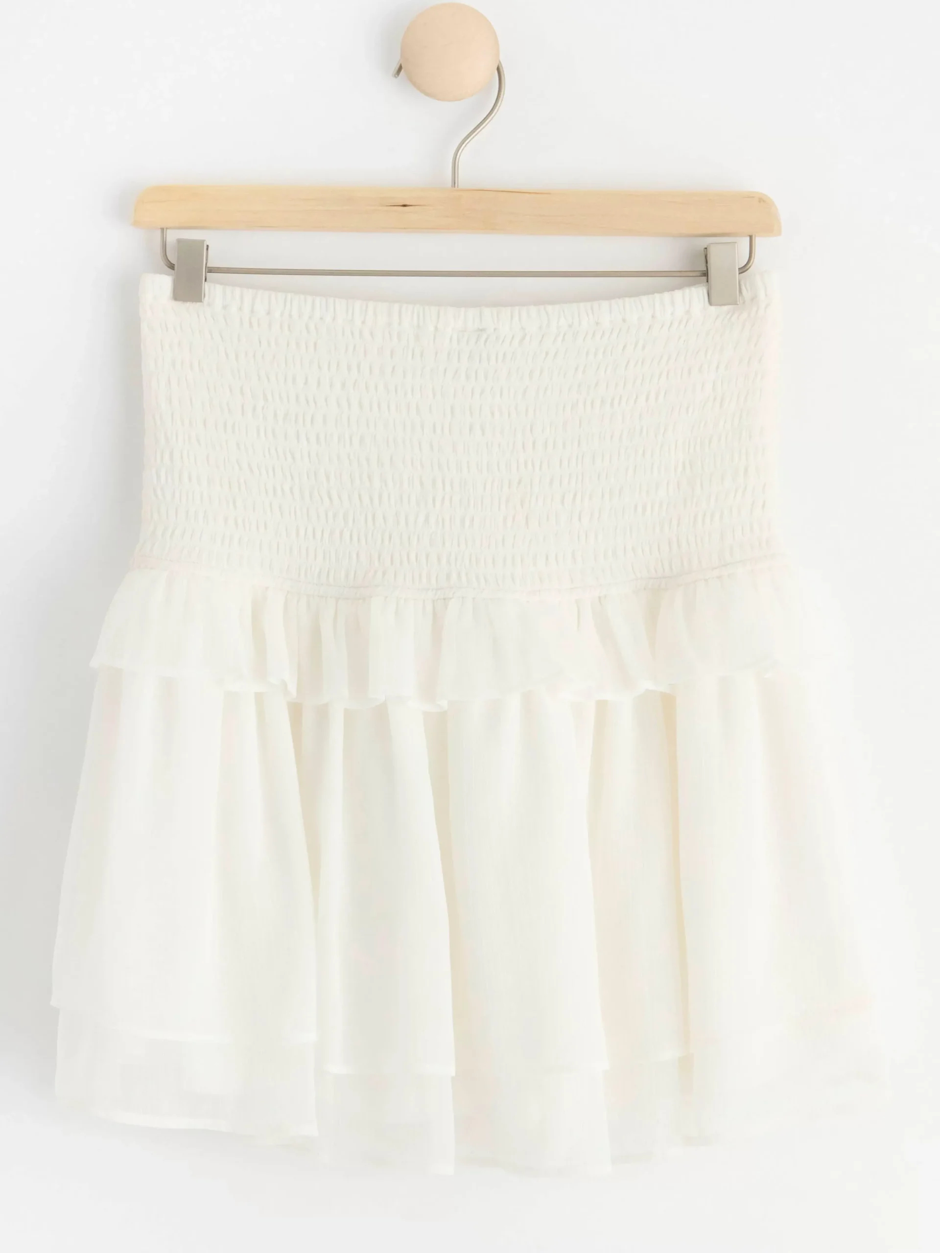 Kjolar>Lindex Kjol I Chiffong Med Smock Och Volanger Off White
