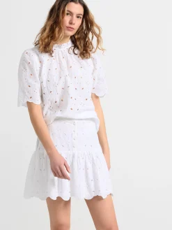 Kjolar>Lindex Kjol Med Broderie Anglaise White