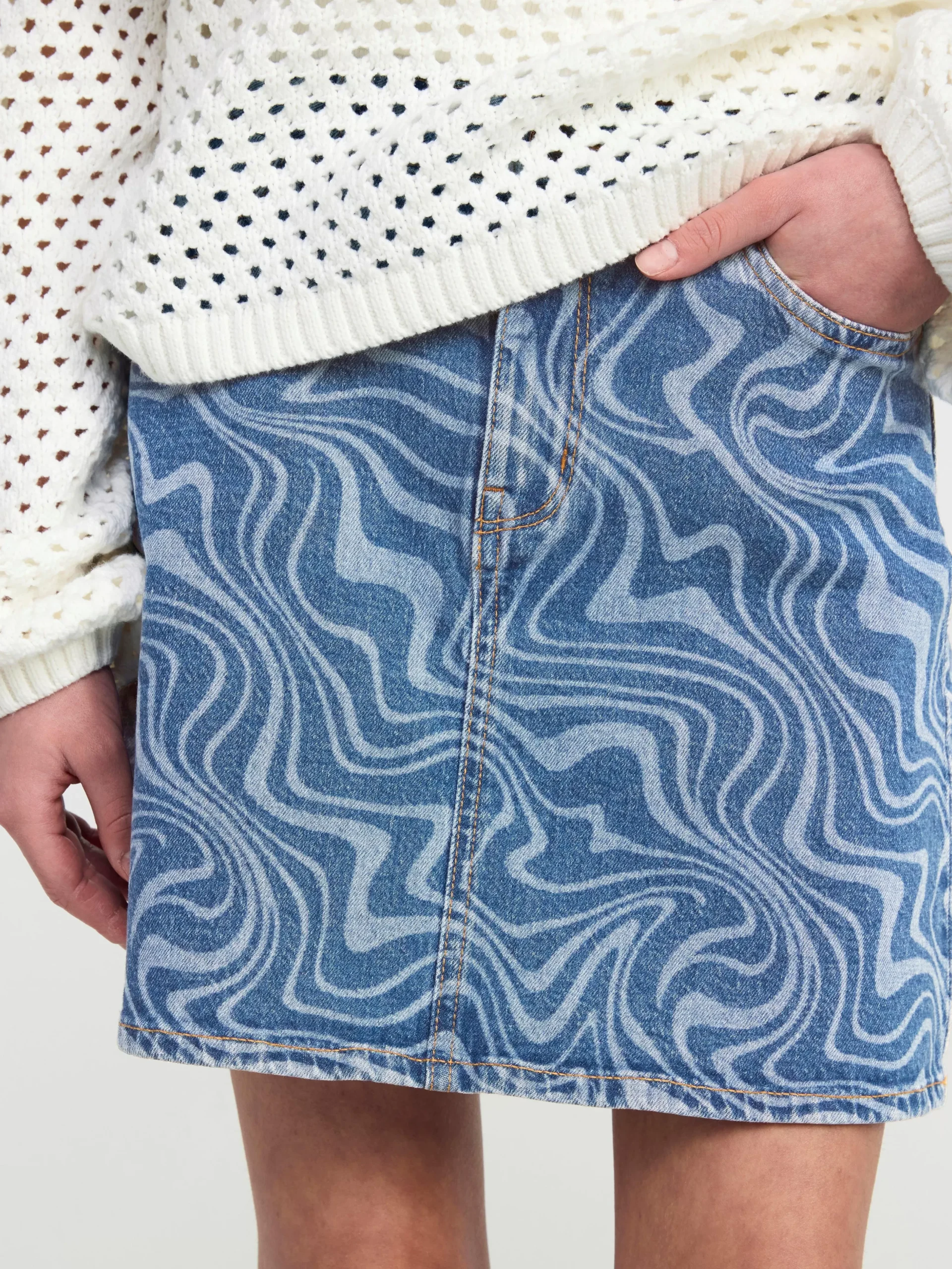 Kjolar>Lindex Kjol Med Virvelmonster Denim