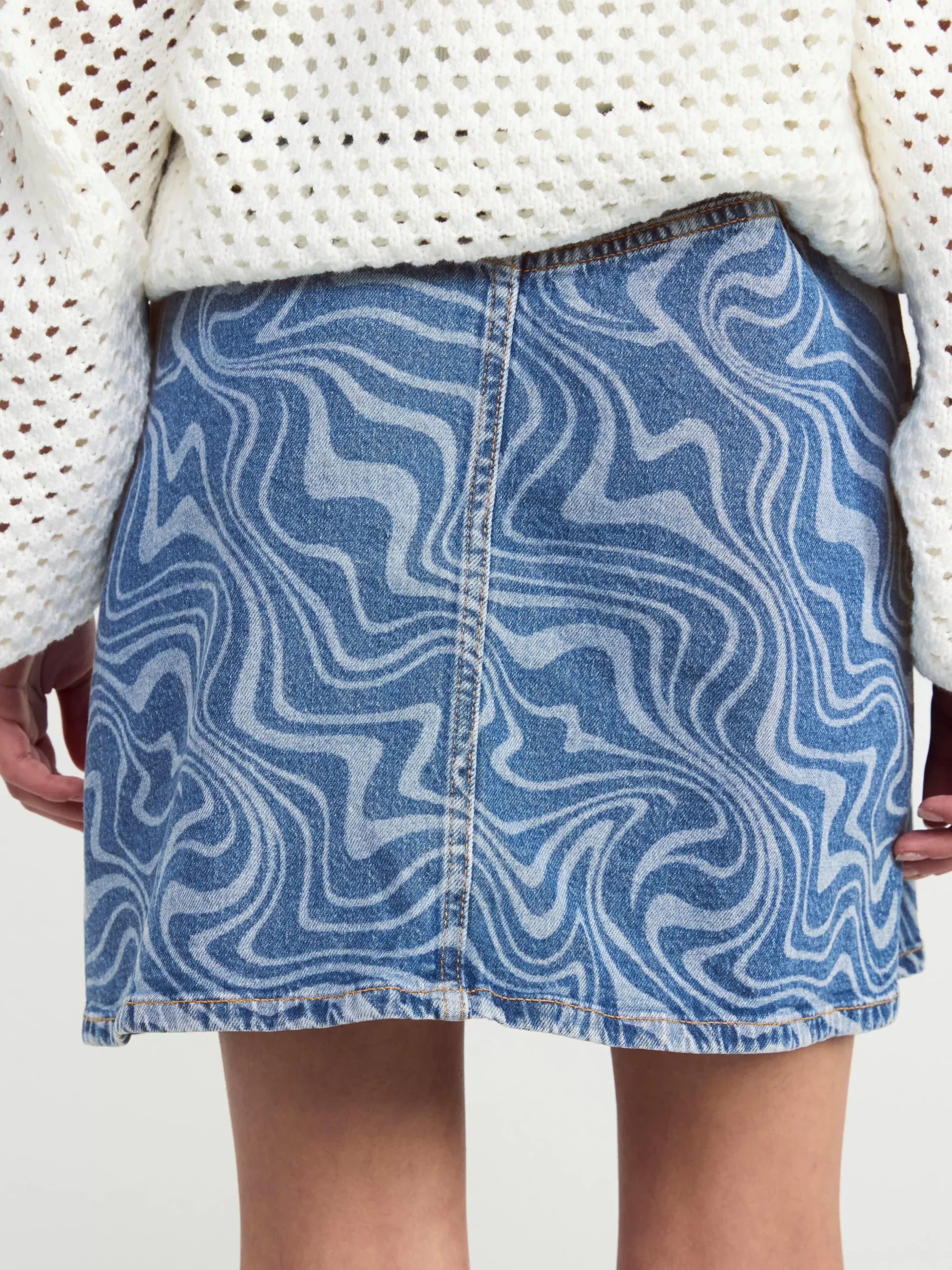 Kjolar>Lindex Kjol Med Virvelmonster Denim