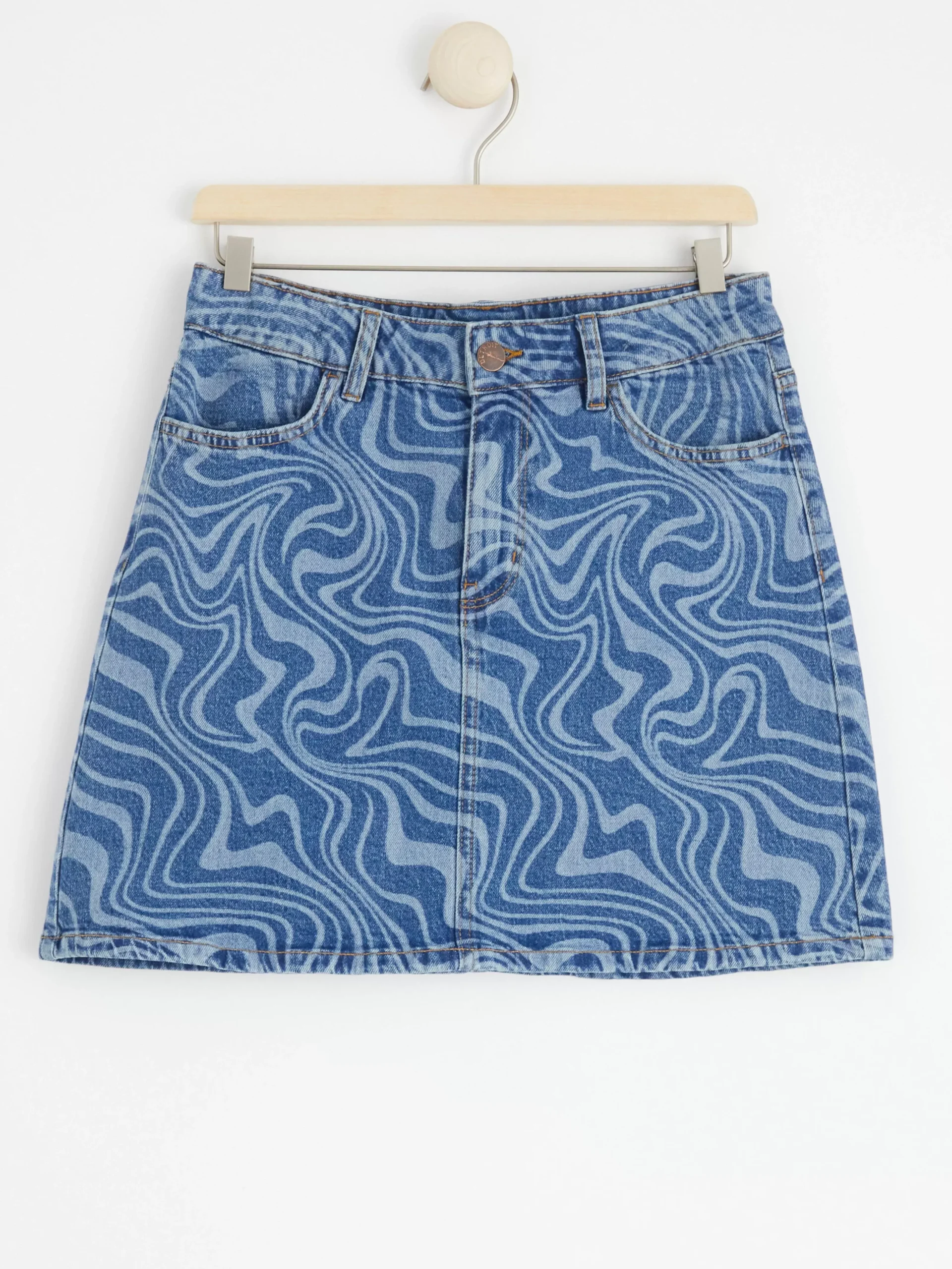 Kjolar>Lindex Kjol Med Virvelmonster Denim