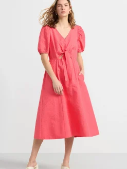 Klänningar>Lindex Klanning I Backebolja Med Puffarm Dark Pink