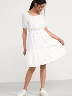 Klänningar>Lindex Klanning I Backebolja Med Puffarm Off White