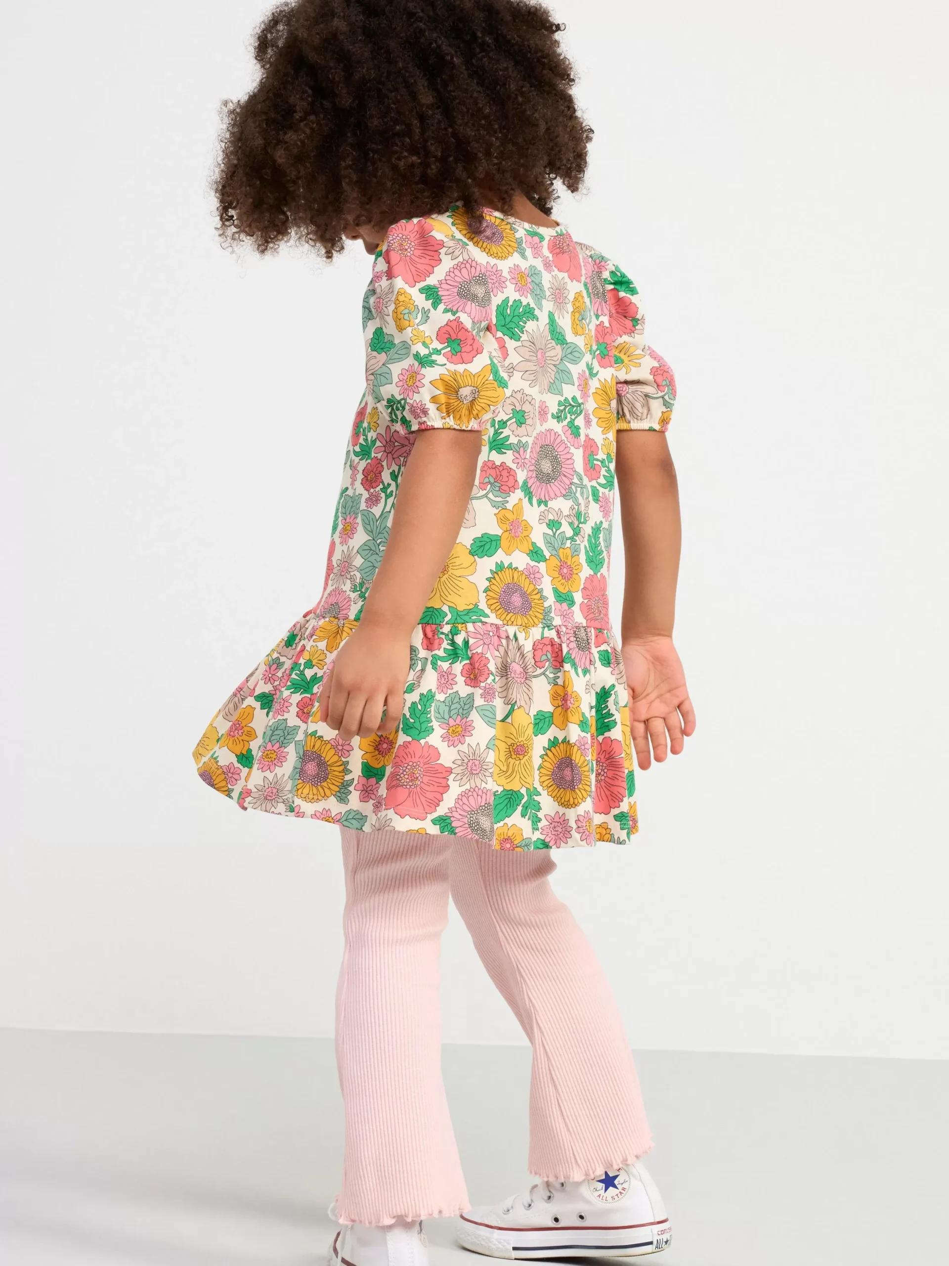 Klänningar>Lindex Klanning Med Puffarm Och Blommor Yellow