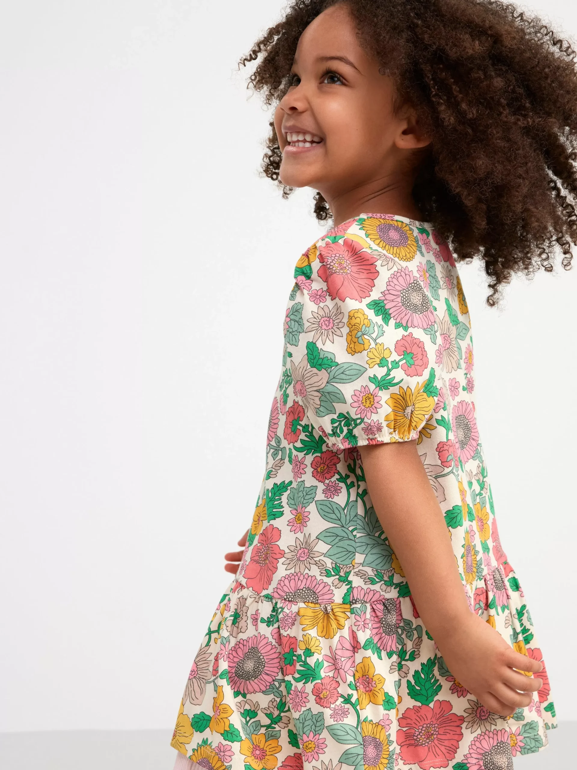 Klänningar>Lindex Klanning Med Puffarm Och Blommor Yellow