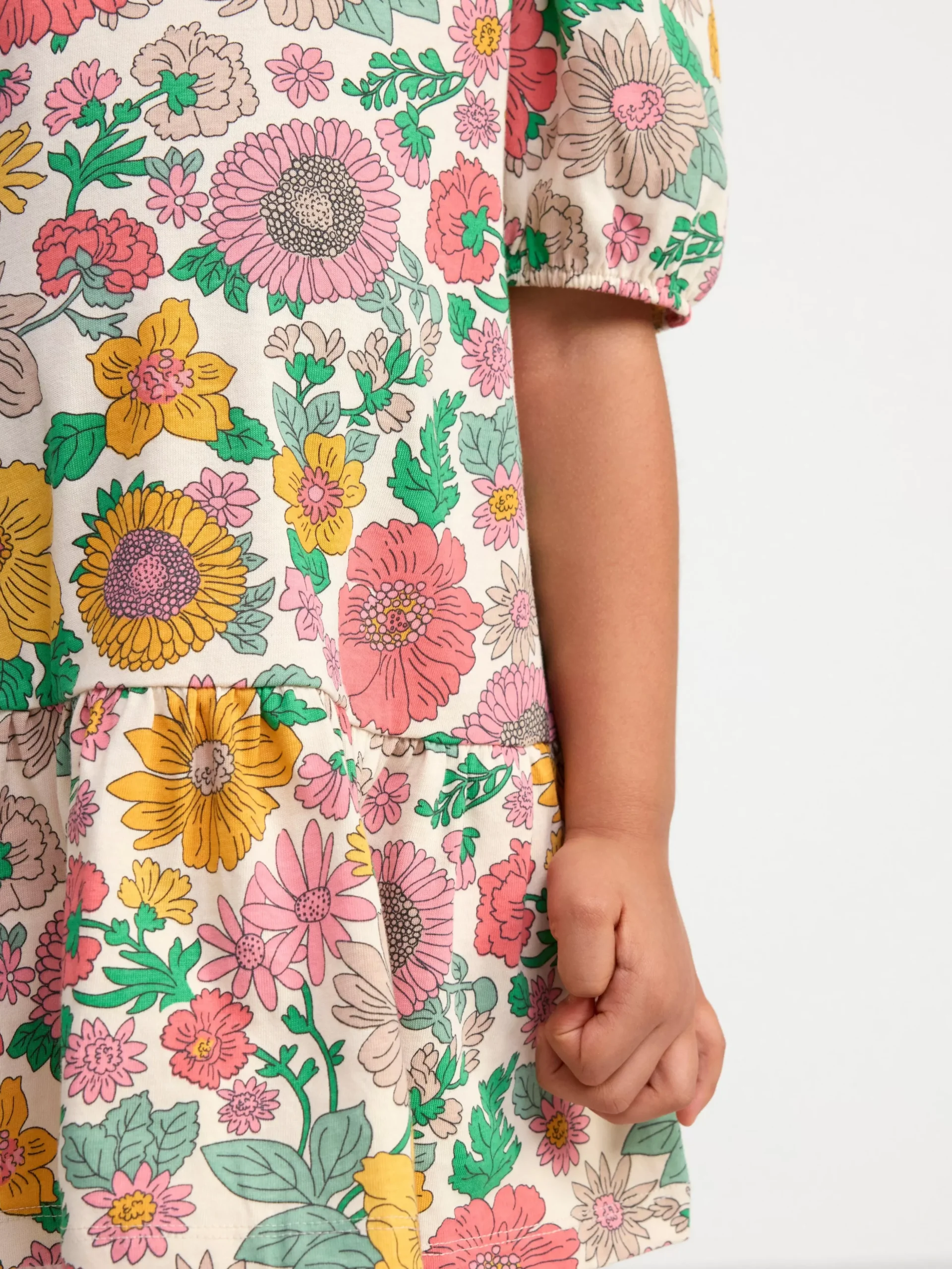 Klänningar>Lindex Klanning Med Puffarm Och Blommor Yellow