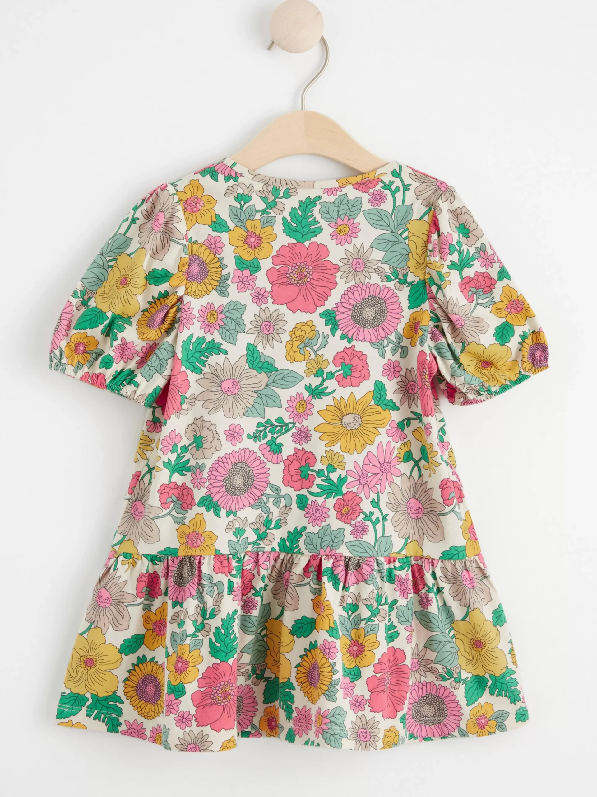 Klänningar>Lindex Klanning Med Puffarm Och Blommor Yellow