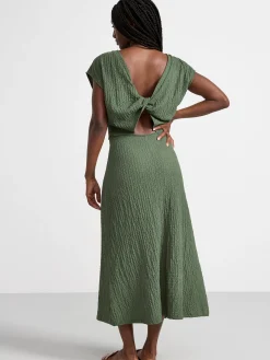 Klänningar>Lindex Klanning Utan Arm Med Knutdetaljer Dark Dusty Green