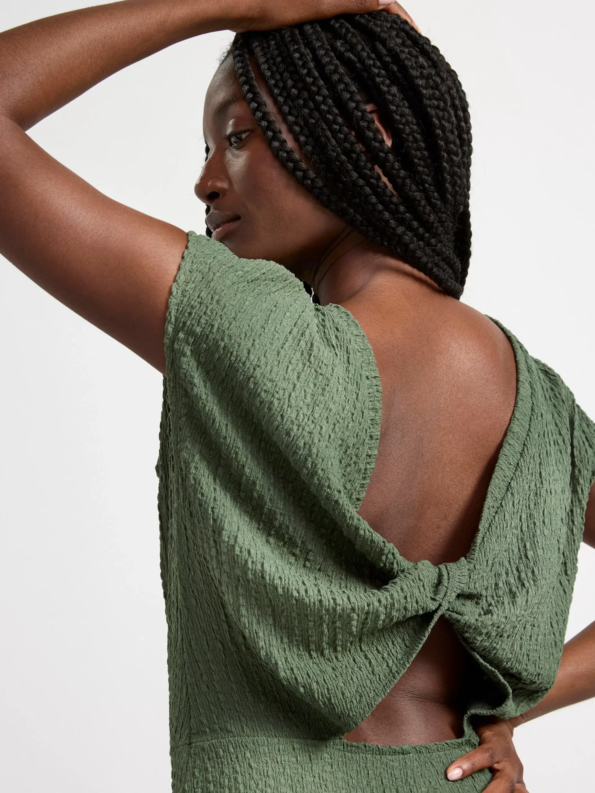 Klänningar>Lindex Klanning Utan Arm Med Knutdetaljer Dark Dusty Green