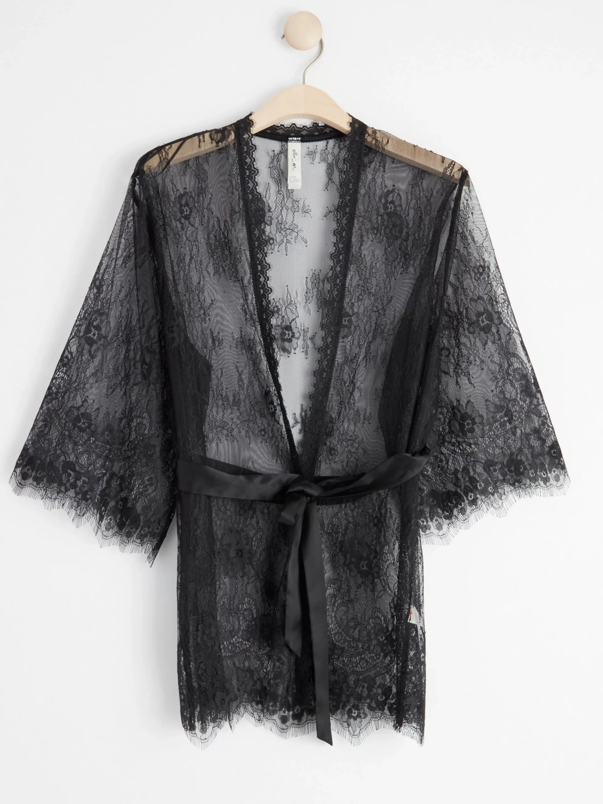 Nattplagg>Lindex Kort Kimono I Spets Black