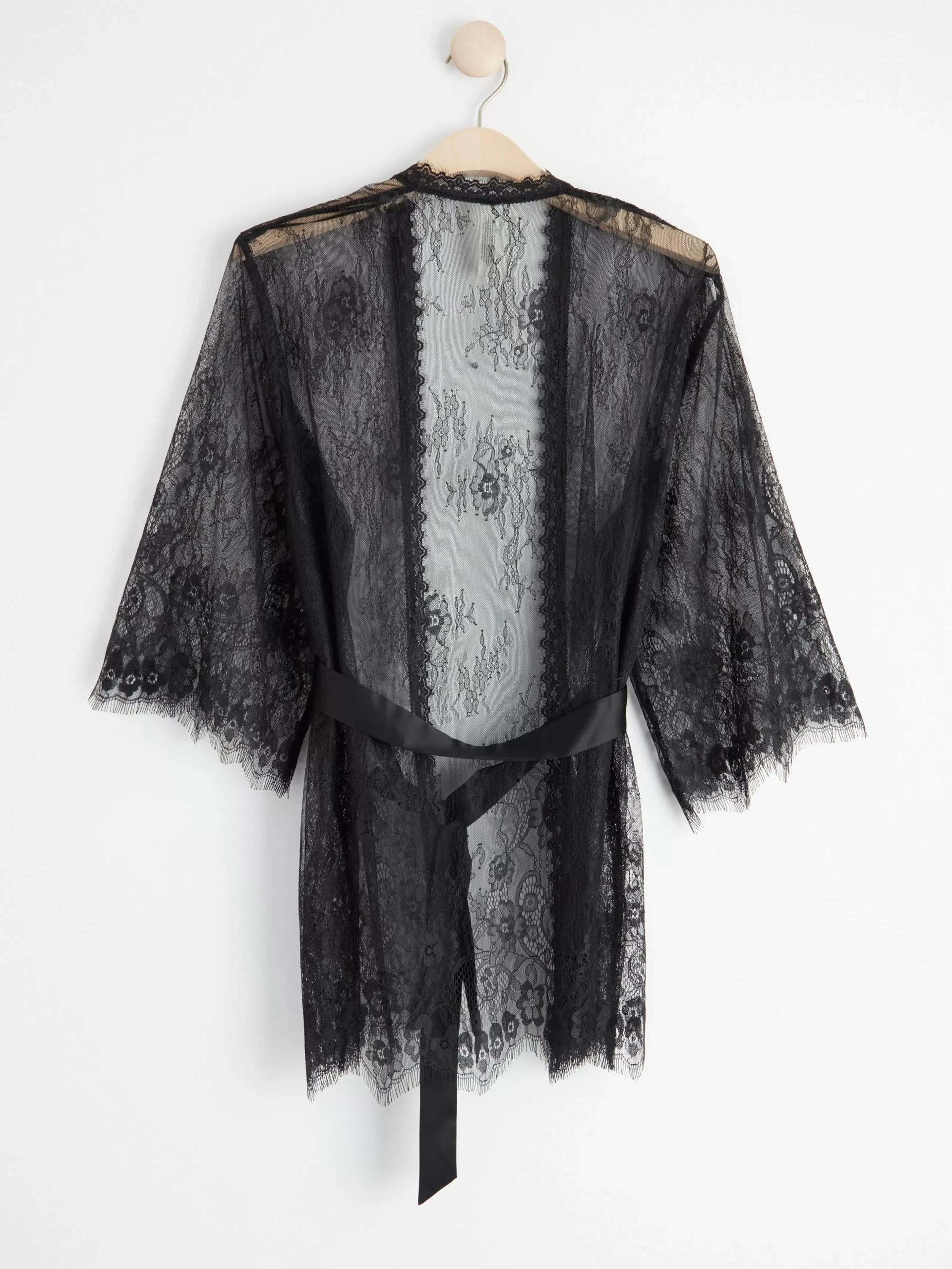 Nattplagg>Lindex Kort Kimono I Spets Black