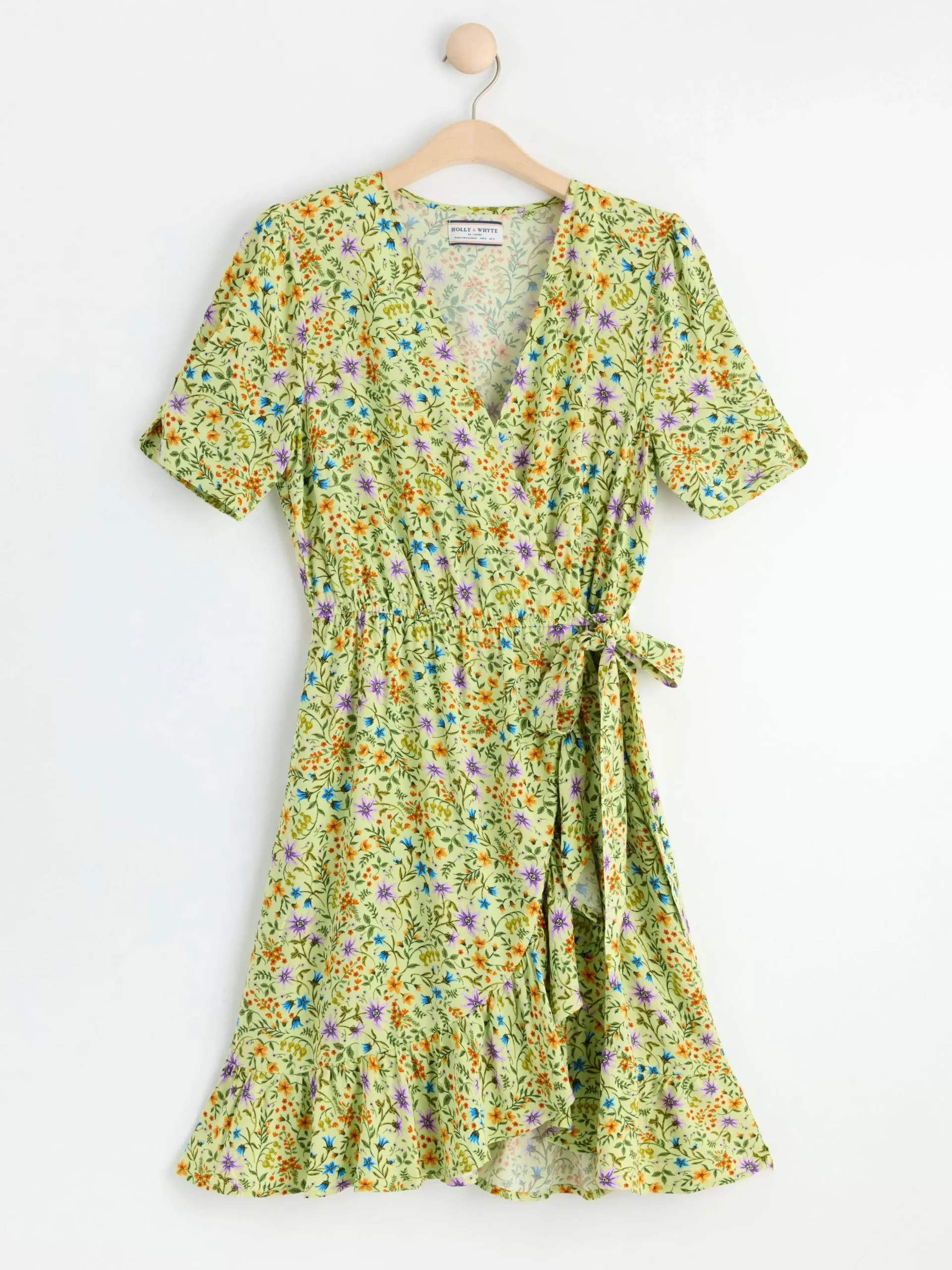 Klänningar>Lindex Kort Monstrad Klanning Med Kort Arm Light Dusty Yellow