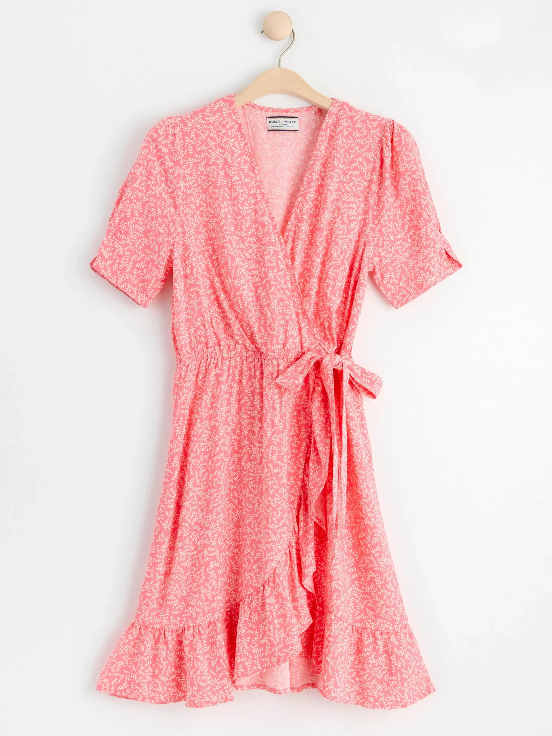 Klänningar>Lindex Kort Monstrad Klanning Med Kort Arm Dark Pink