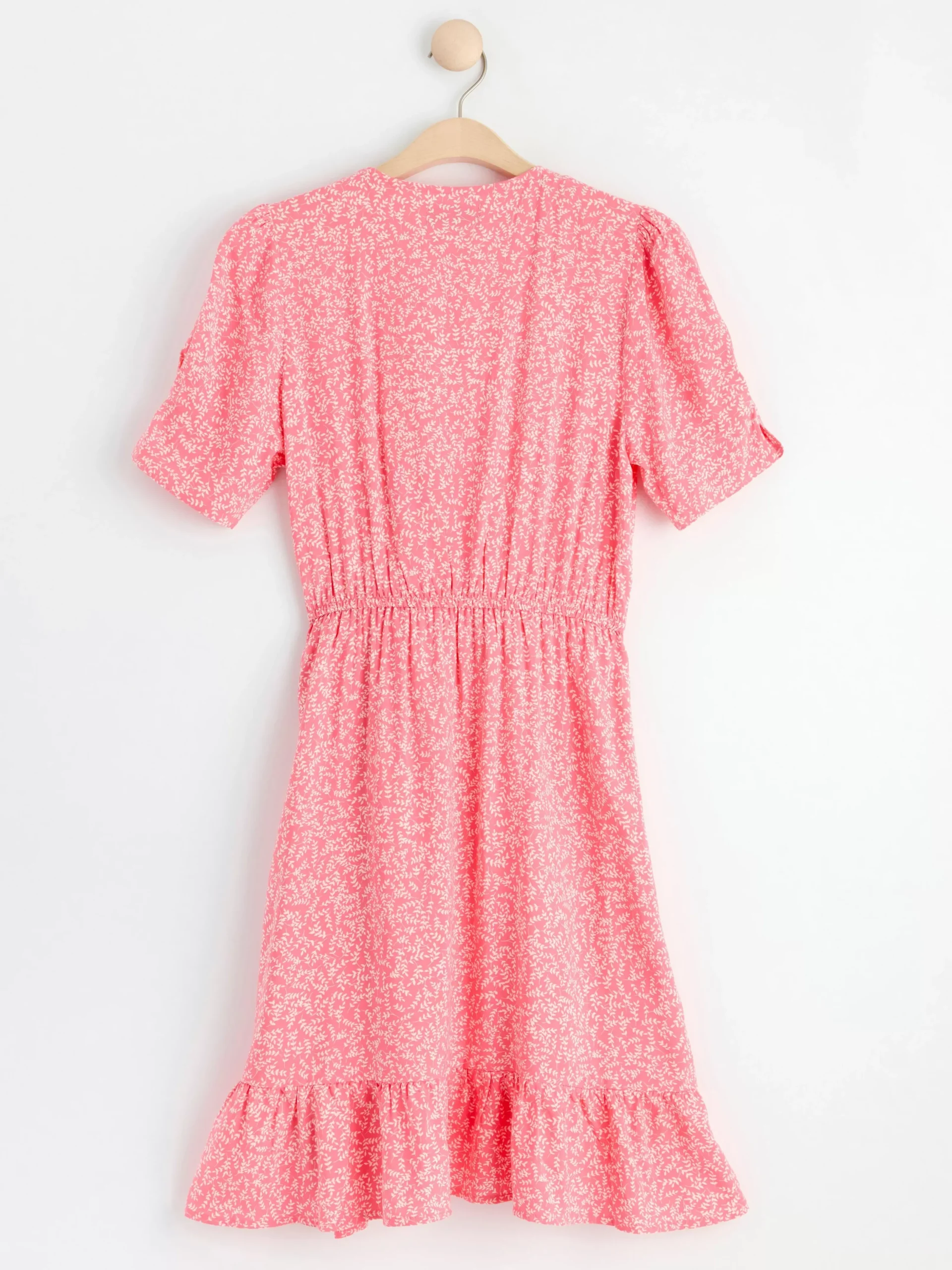 Klänningar>Lindex Kort Monstrad Klanning Med Kort Arm Dark Pink