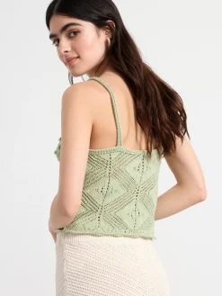 Toppar & T-Shirts>Lindex Kort Stickat Linne Light Dusty Green