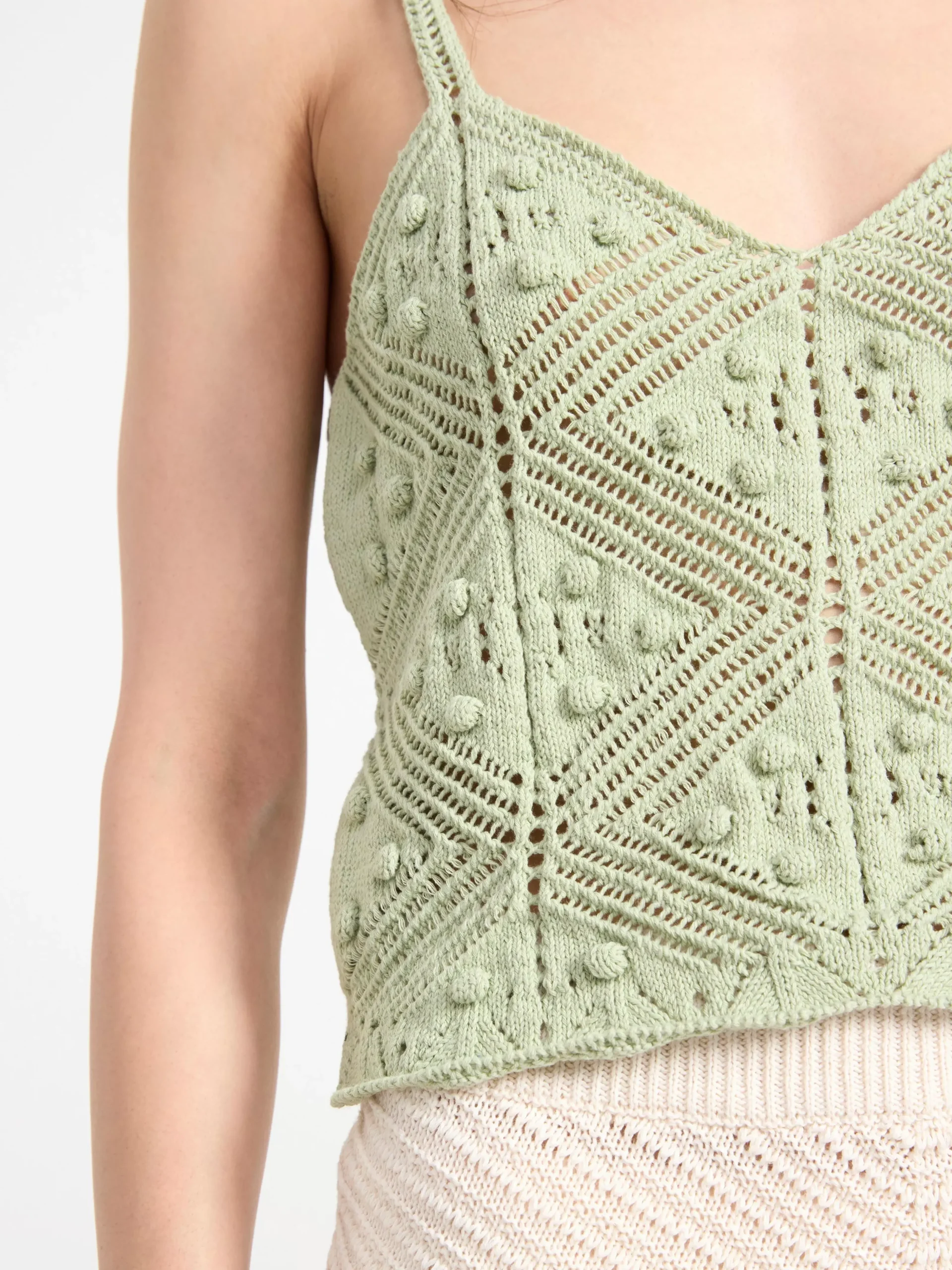 Toppar & T-Shirts>Lindex Kort Stickat Linne Light Dusty Green