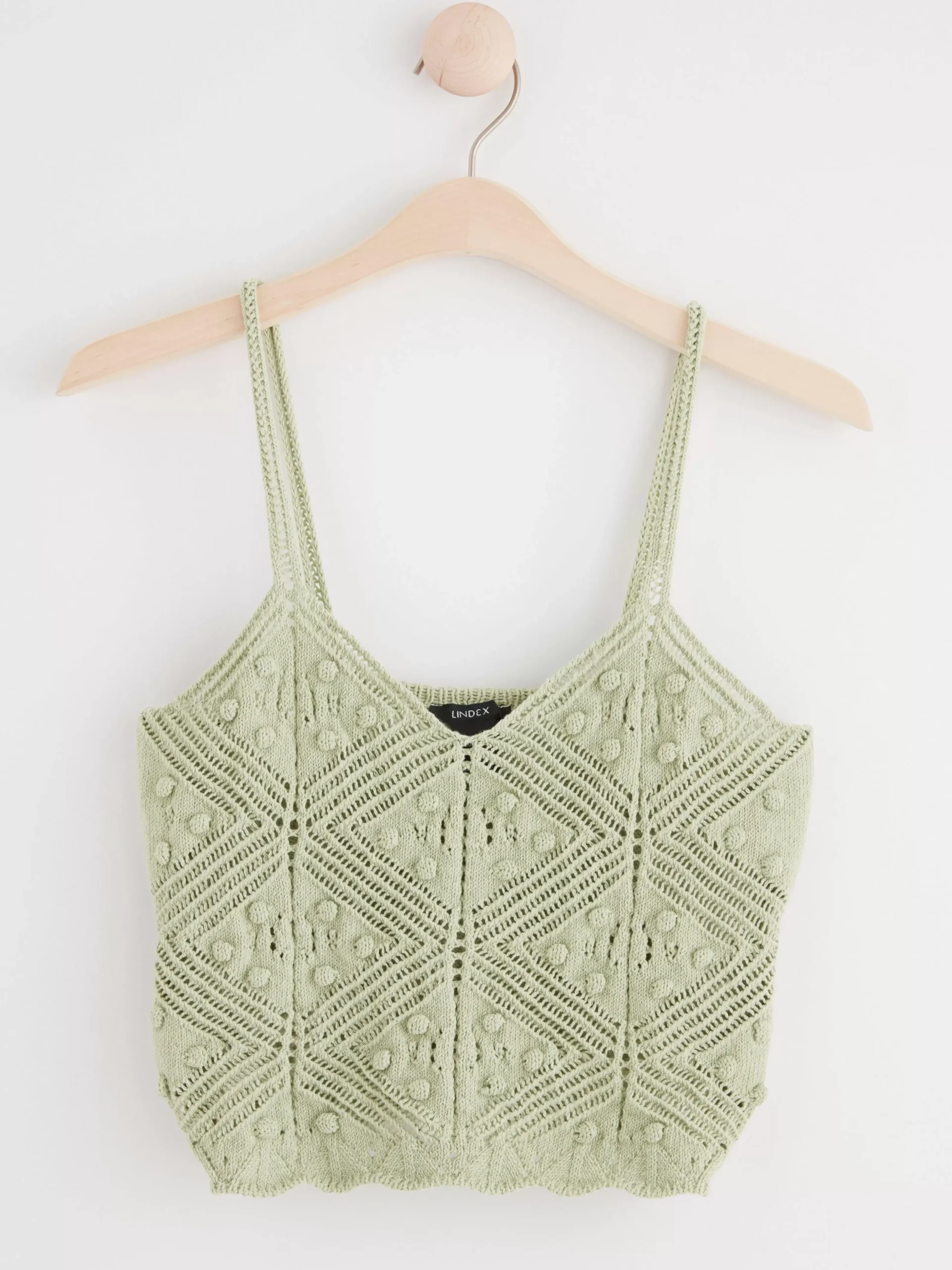 Toppar & T-Shirts>Lindex Kort Stickat Linne Light Dusty Green