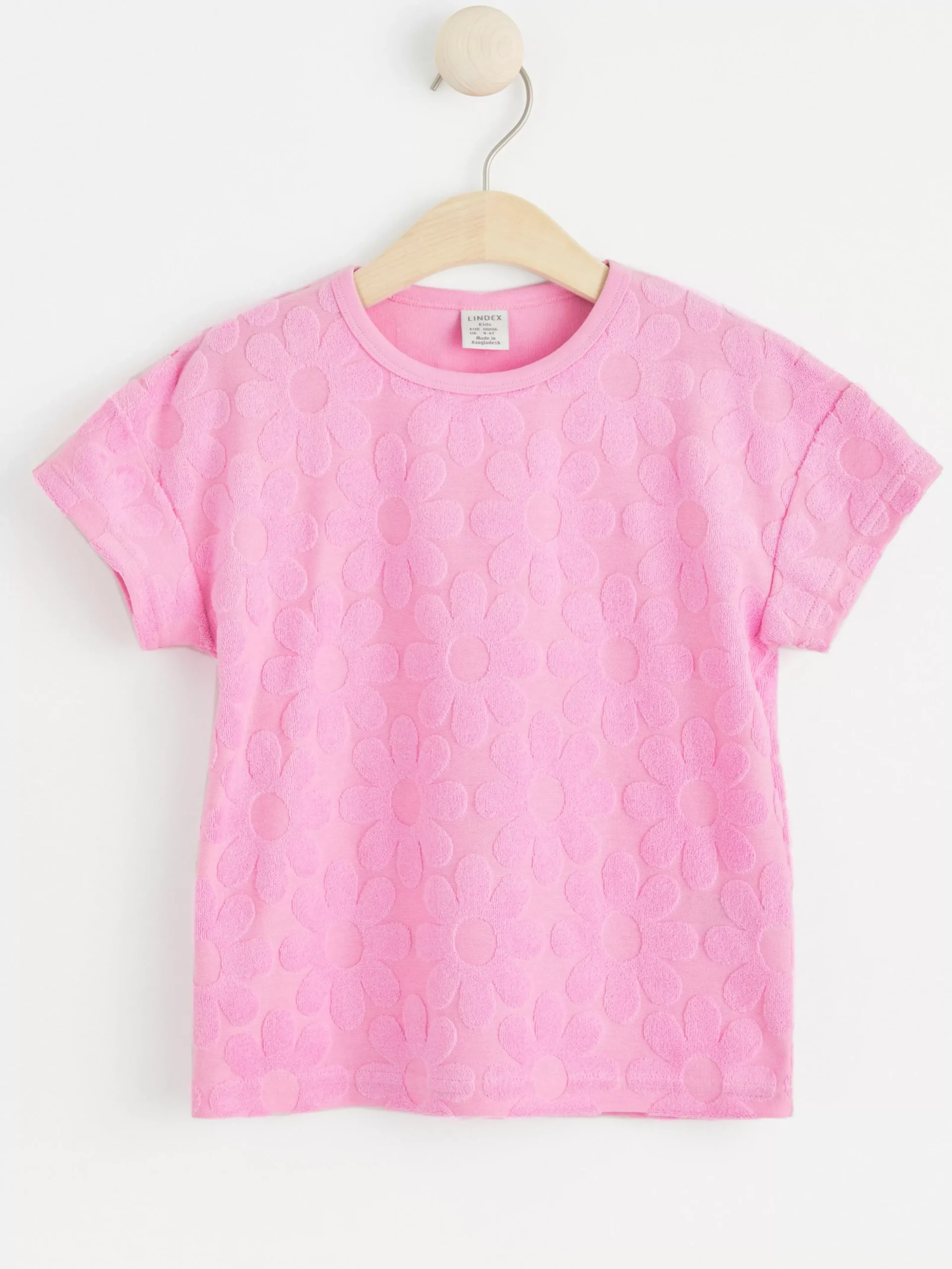 Toppar & T-Shirts>Lindex Kortarmad Blommig Frottetopp Light Pink