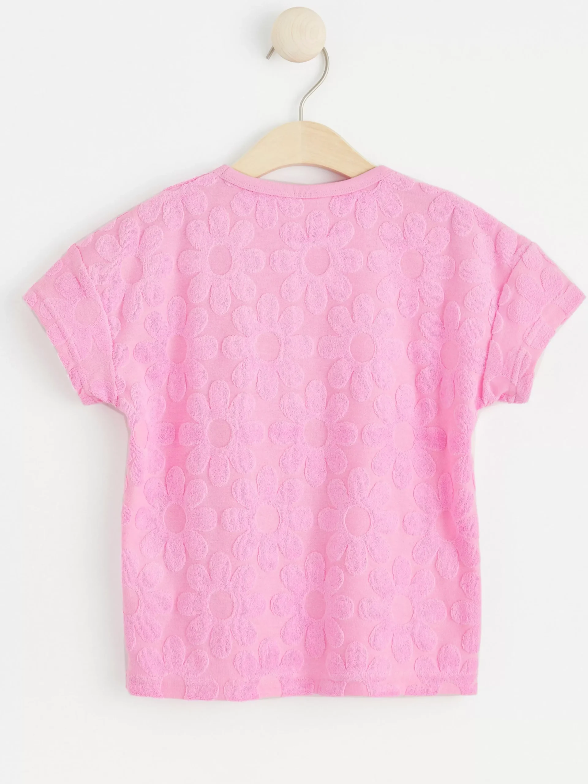 Toppar & T-Shirts>Lindex Kortarmad Blommig Frottetopp Light Pink