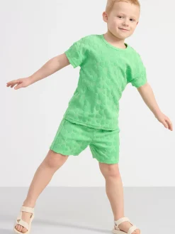Toppar & T-Shirts>Lindex Kortarmad Blommig Frottetopp Green