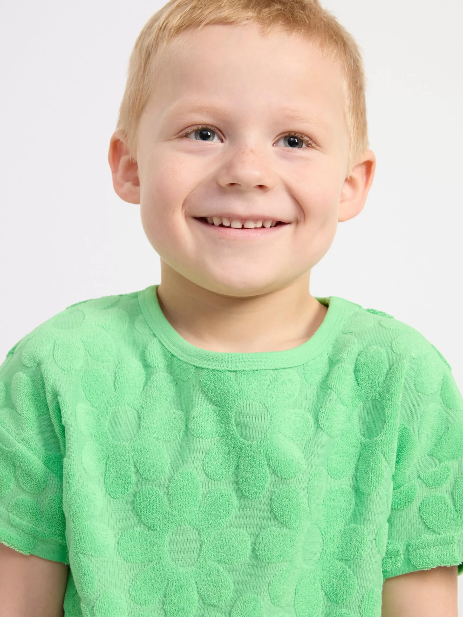 Toppar & T-Shirts>Lindex Kortarmad Blommig Frottetopp Green