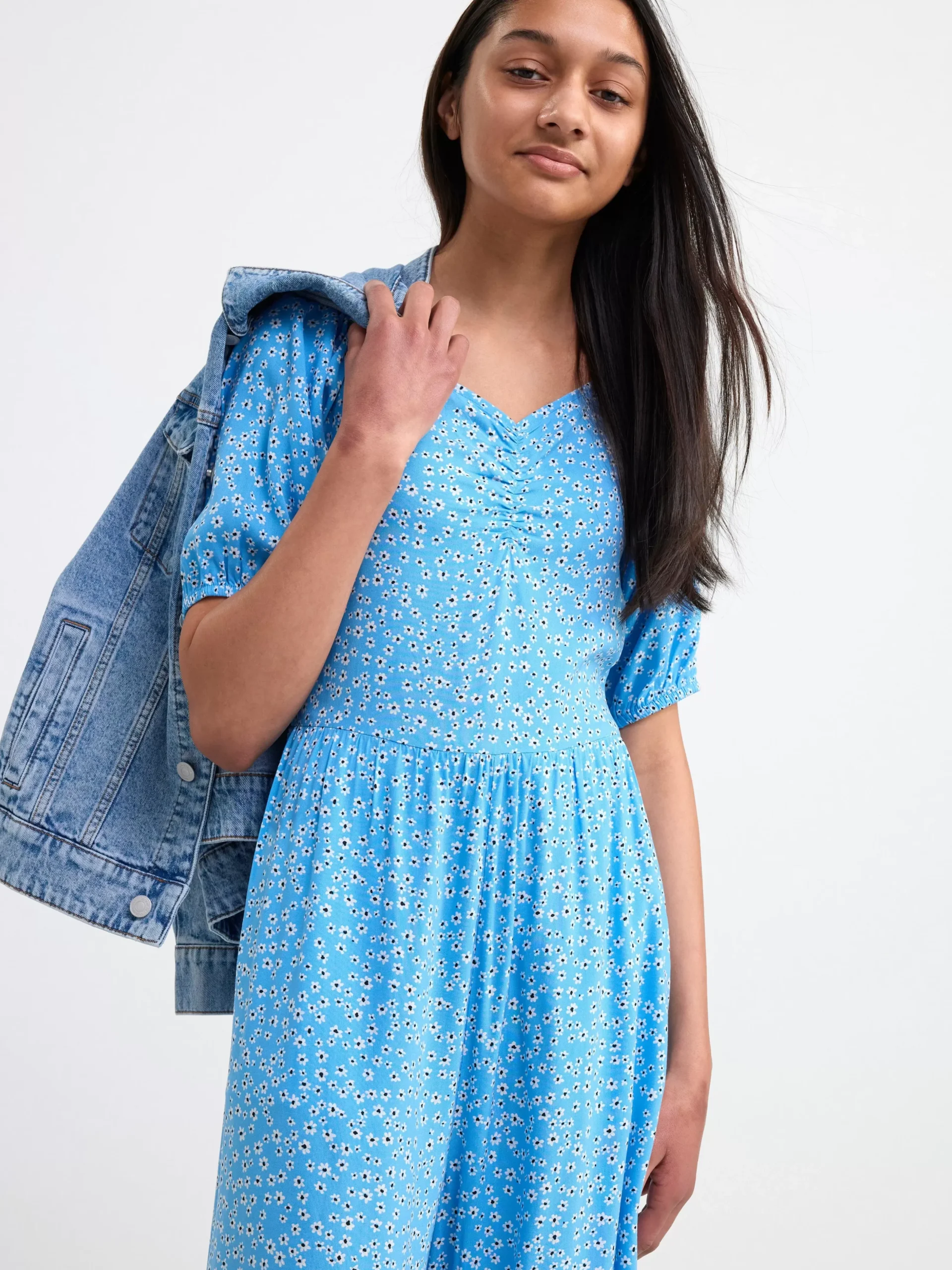 Jumpsuits>Lindex Kortarmad Blommig Jumpsuit Light Dusty Blue