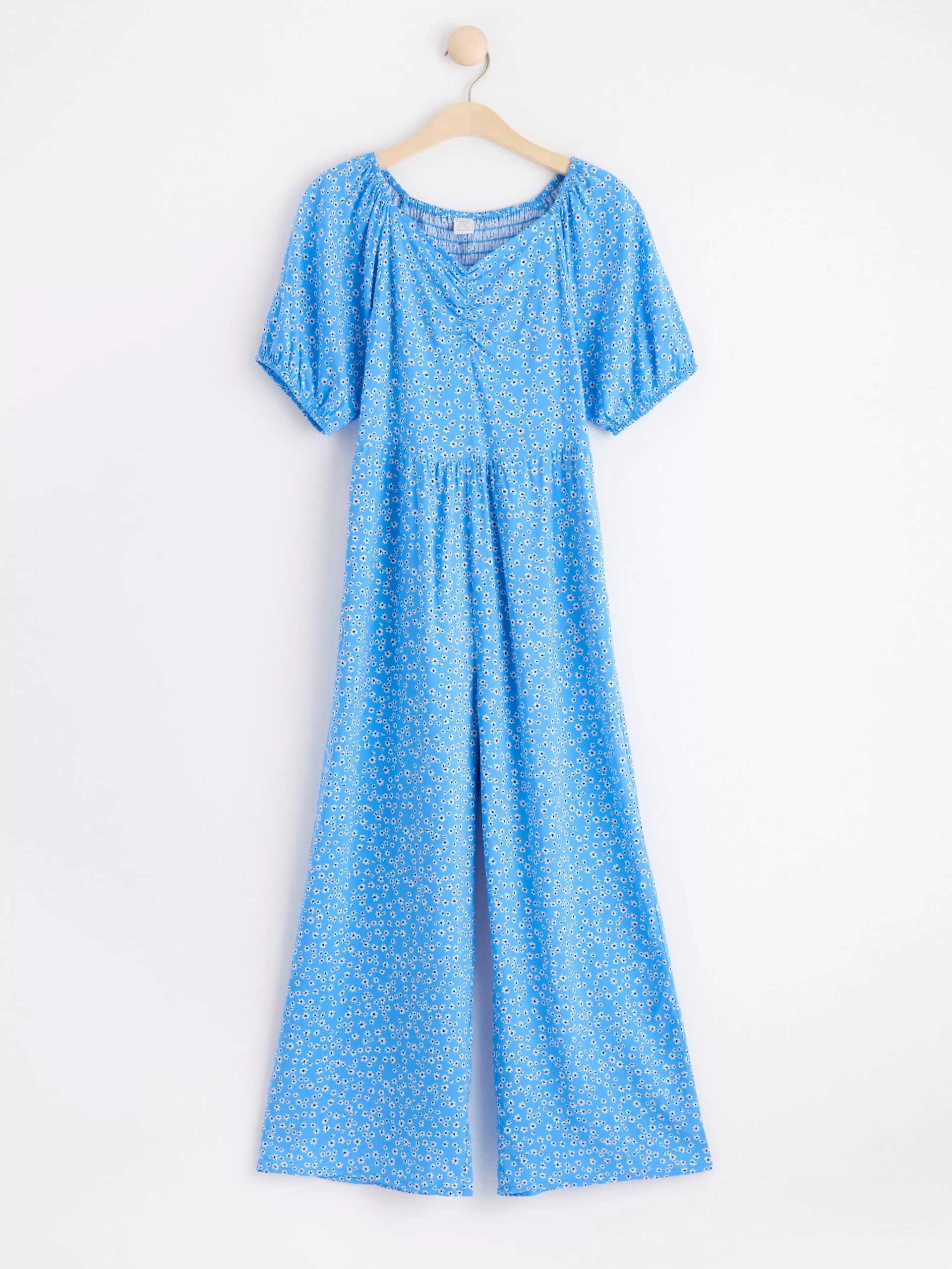 Jumpsuits>Lindex Kortarmad Blommig Jumpsuit Light Dusty Blue