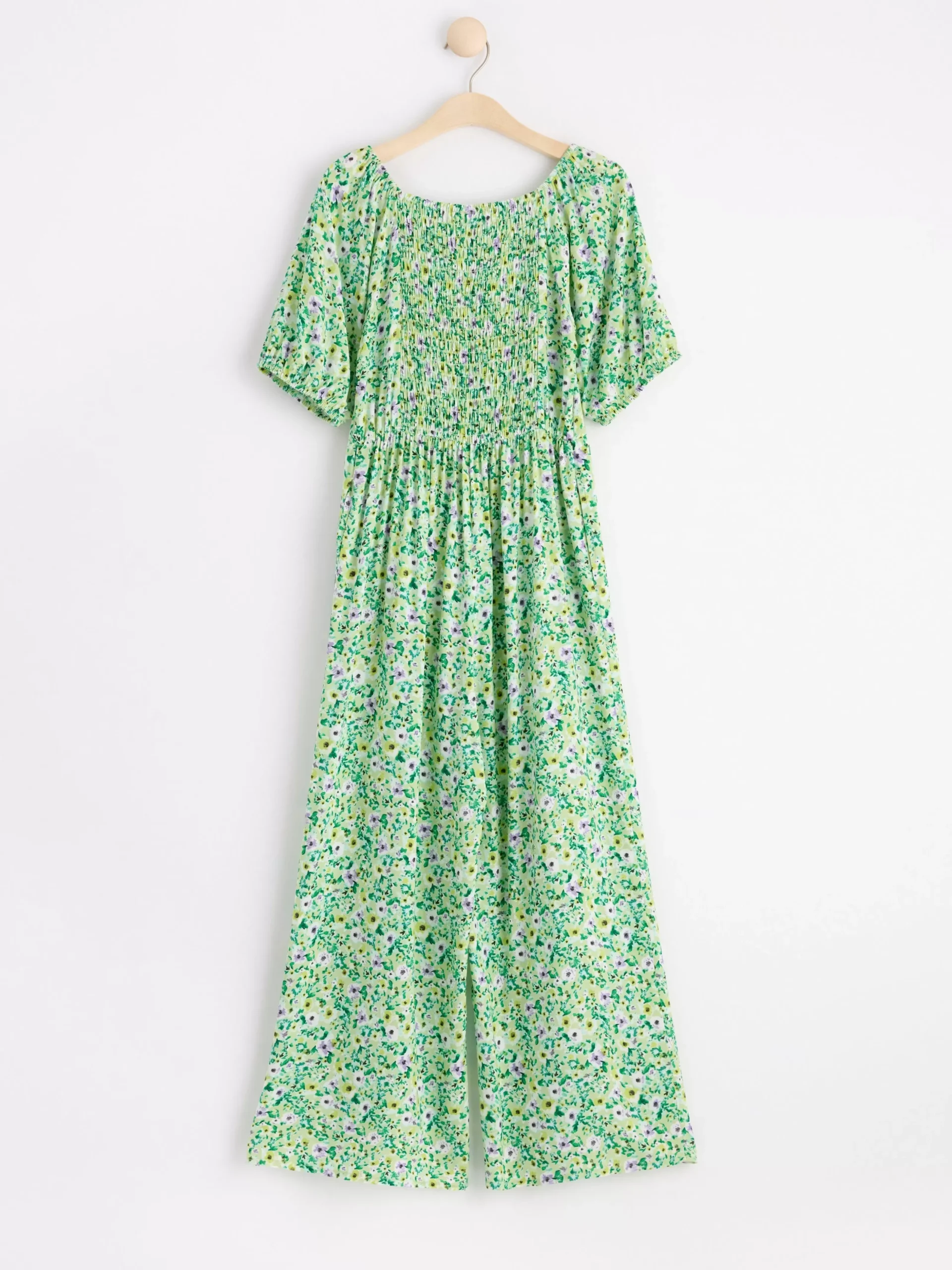 Jumpsuits>Lindex Kortarmad Blommig Jumpsuit Lime