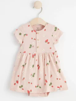 Nyfodd>Lindex Kortarmad Blommig Klanning Med Dold Body Light Dusty Pink