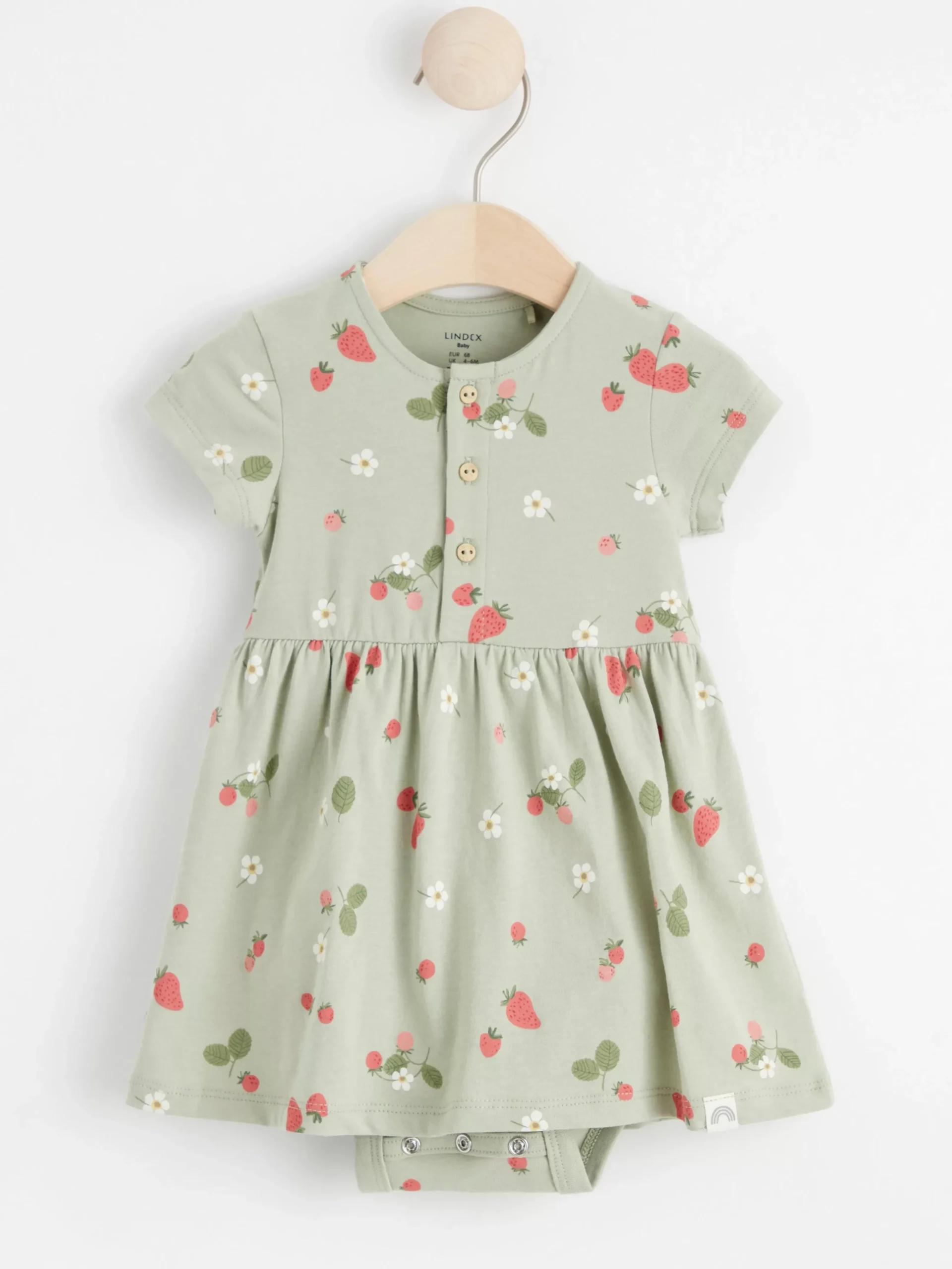 Nyfodd>Lindex Kortarmad Blommig Klanning Med Dold Body Dusty Green