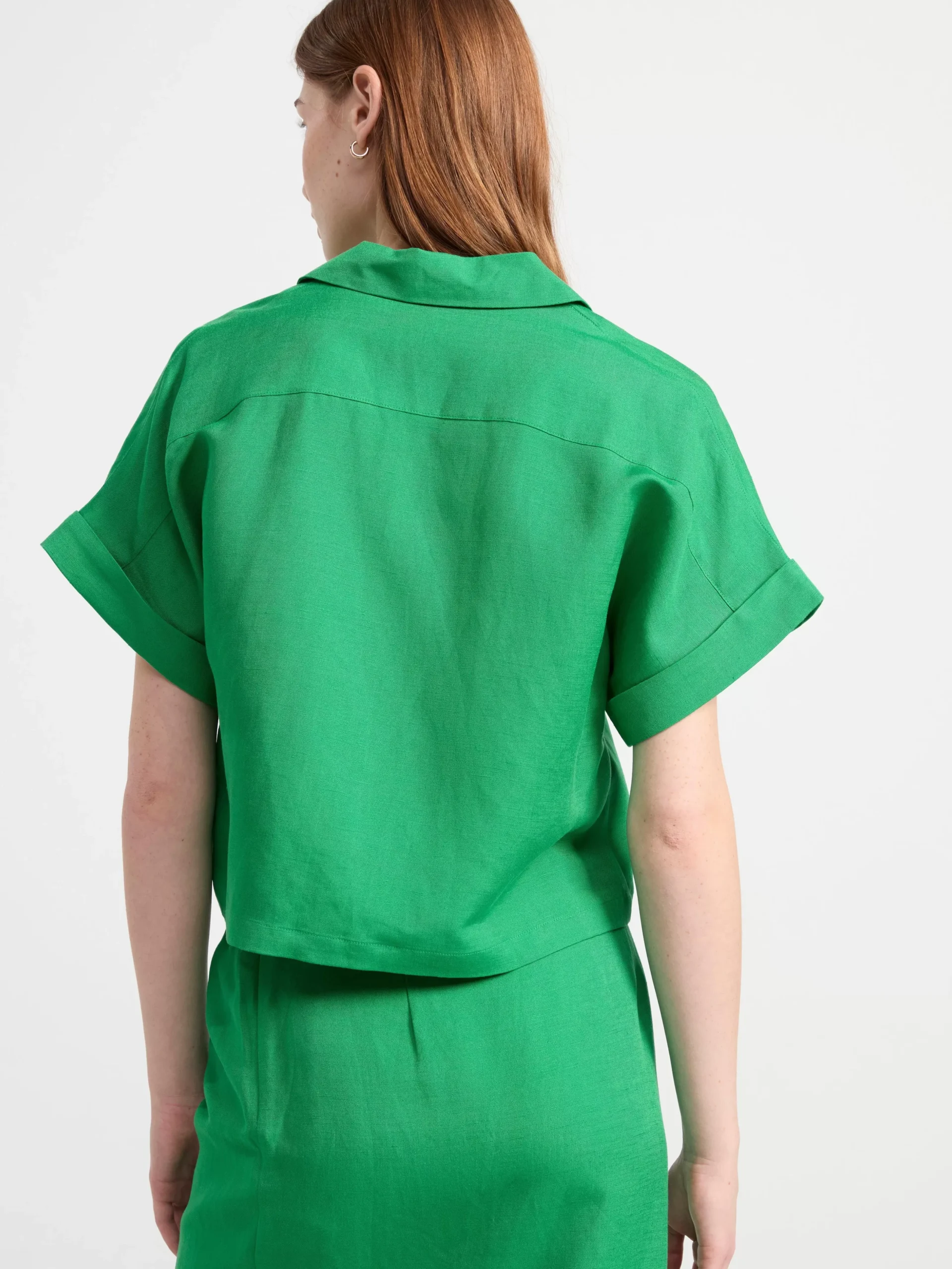 Blusar & Skjortor>Lindex Kortarmad Blus I Linneblandning Green