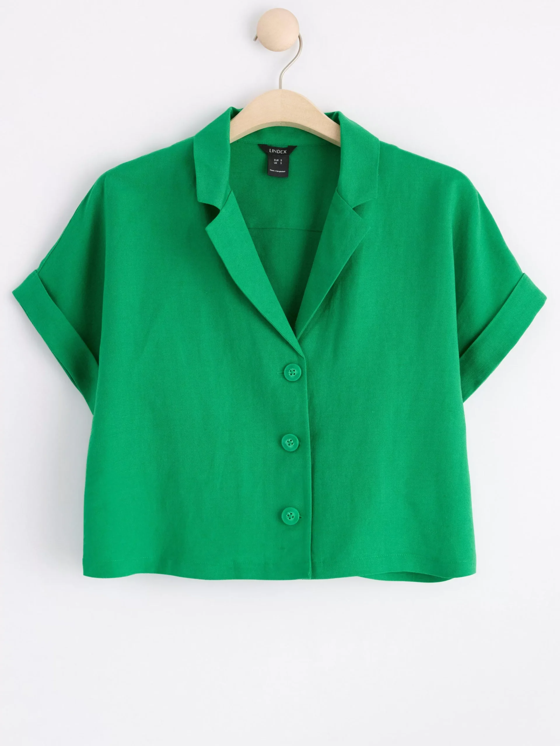 Blusar & Skjortor>Lindex Kortarmad Blus I Linneblandning Green