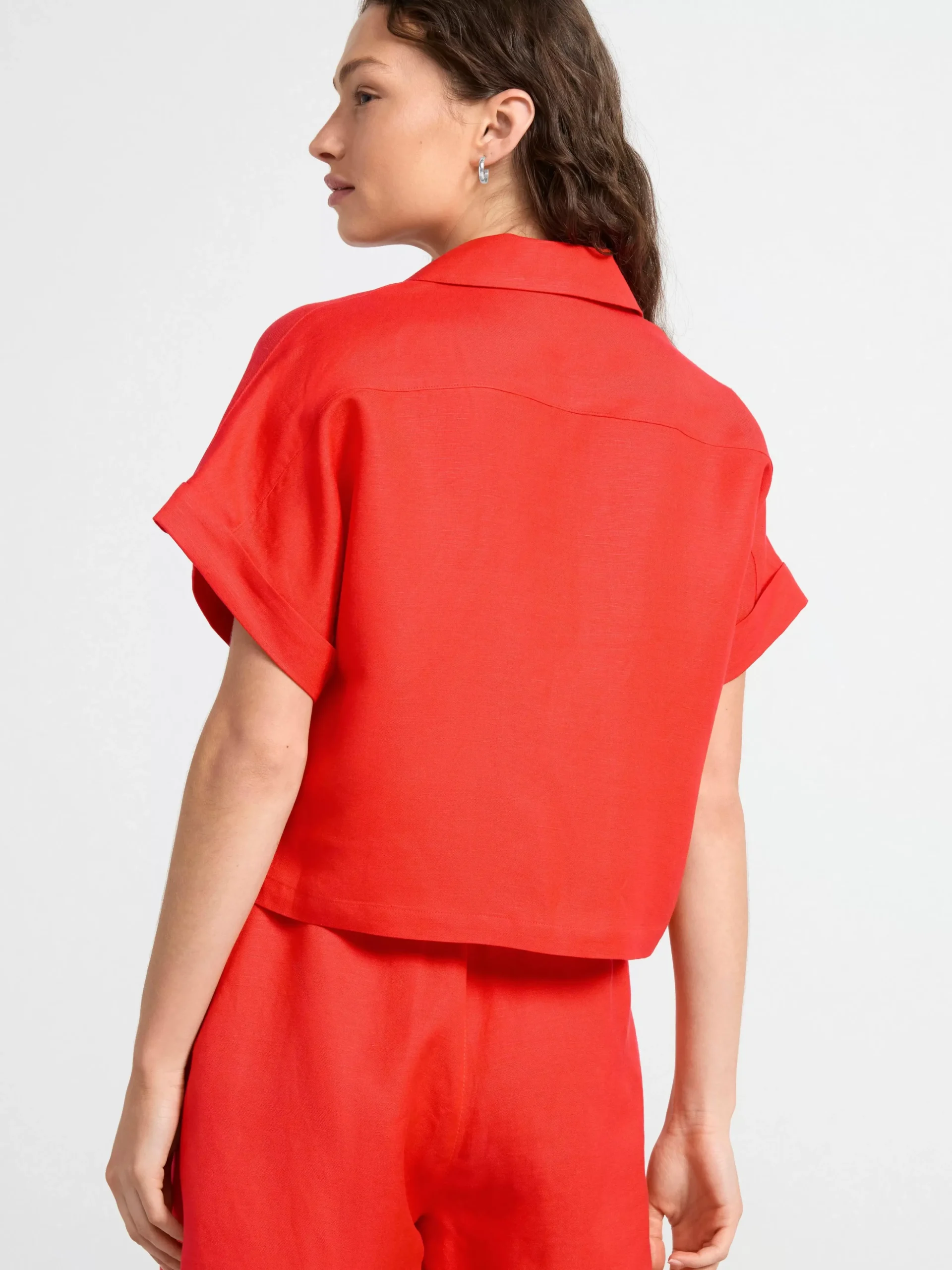 Blusar & Skjortor>Lindex Kortarmad Blus I Linneblandning Strong Red