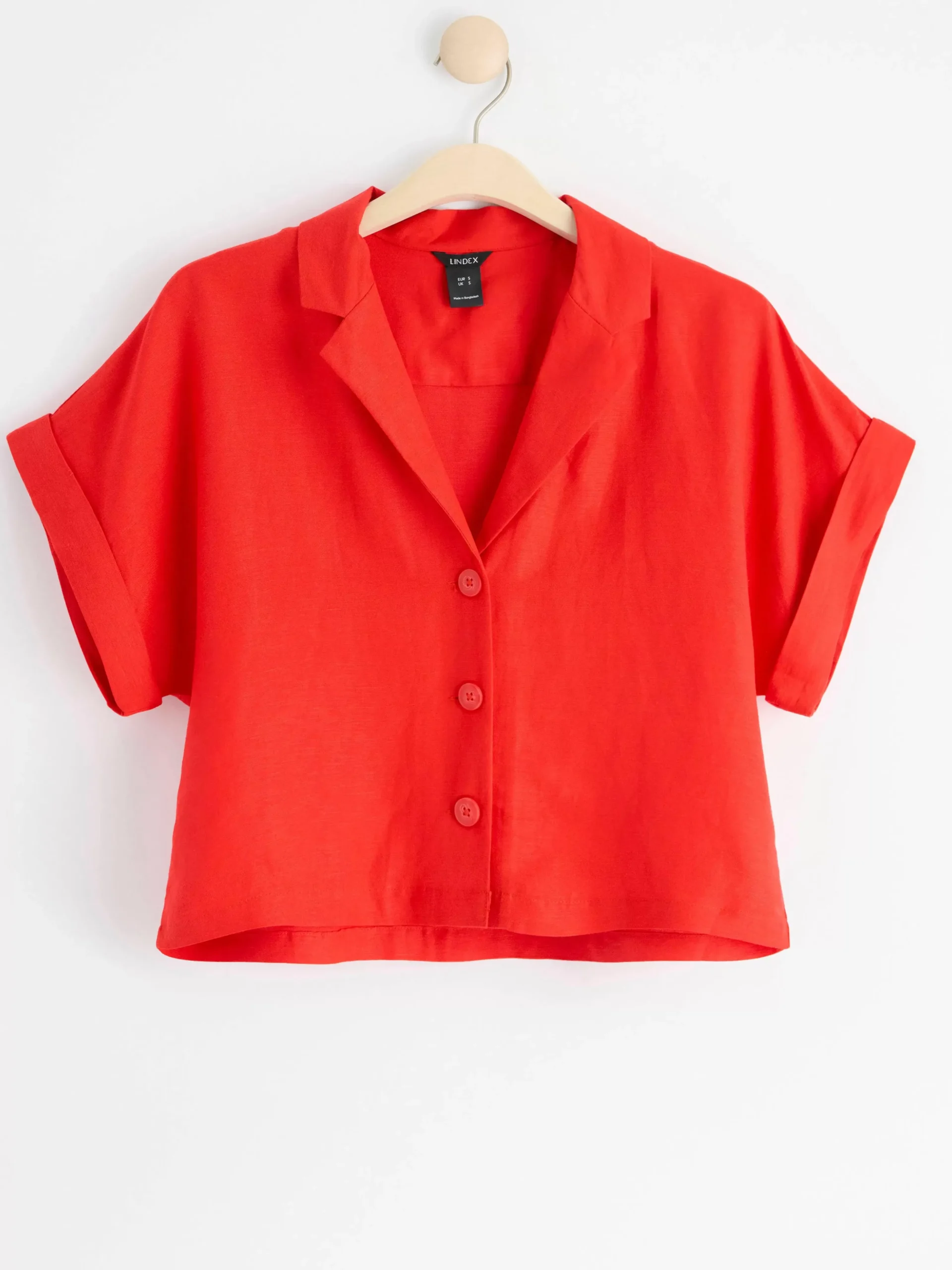 Blusar & Skjortor>Lindex Kortarmad Blus I Linneblandning Strong Red