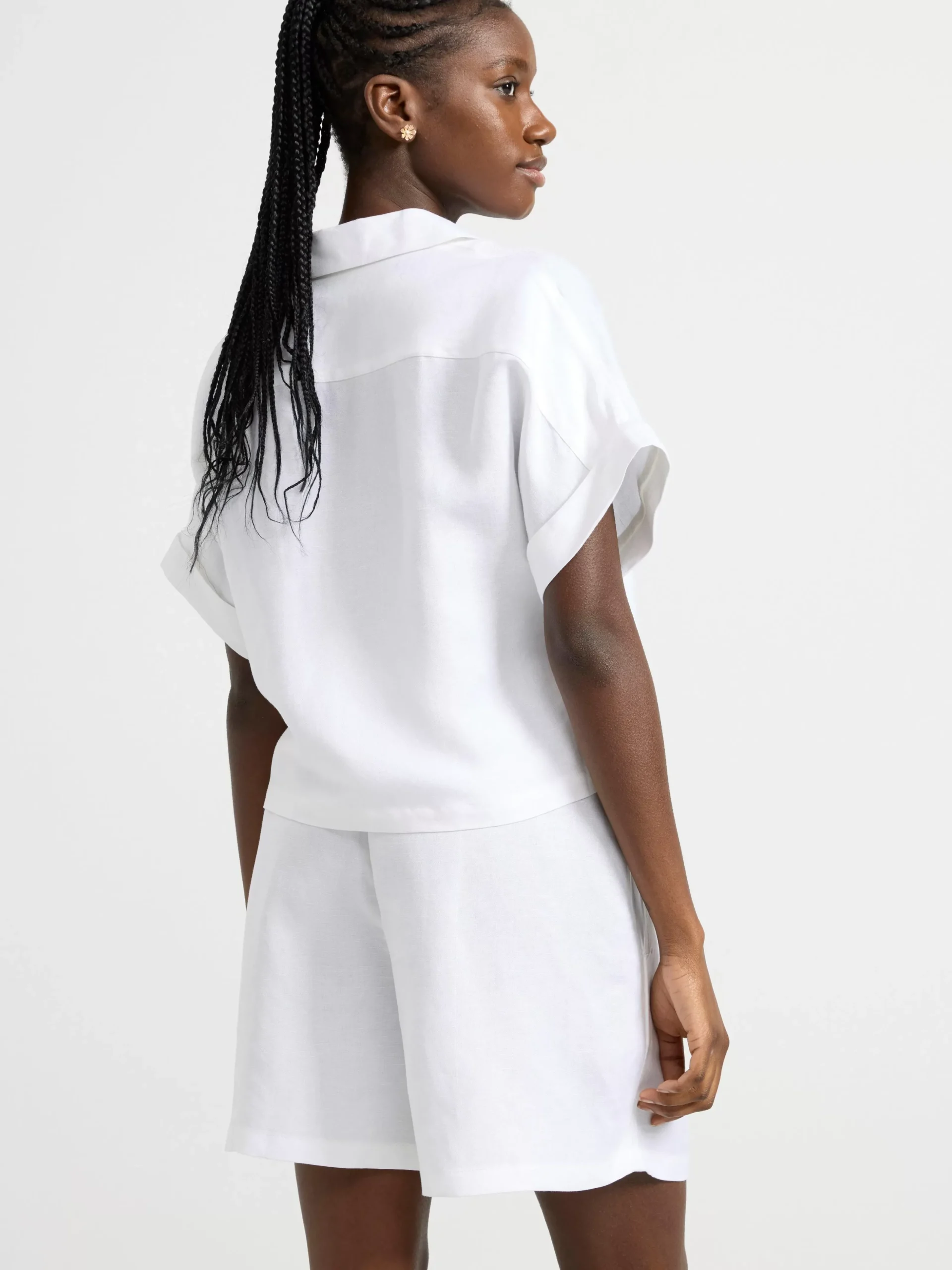 Blusar & Skjortor>Lindex Kortarmad Blus I Linneblandning White