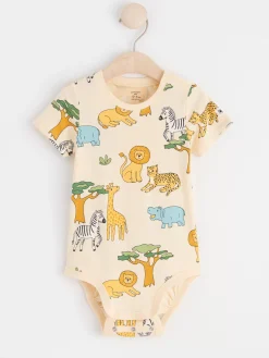 Bodies>Lindex Kortarmad Body Med Djur Light Yellow