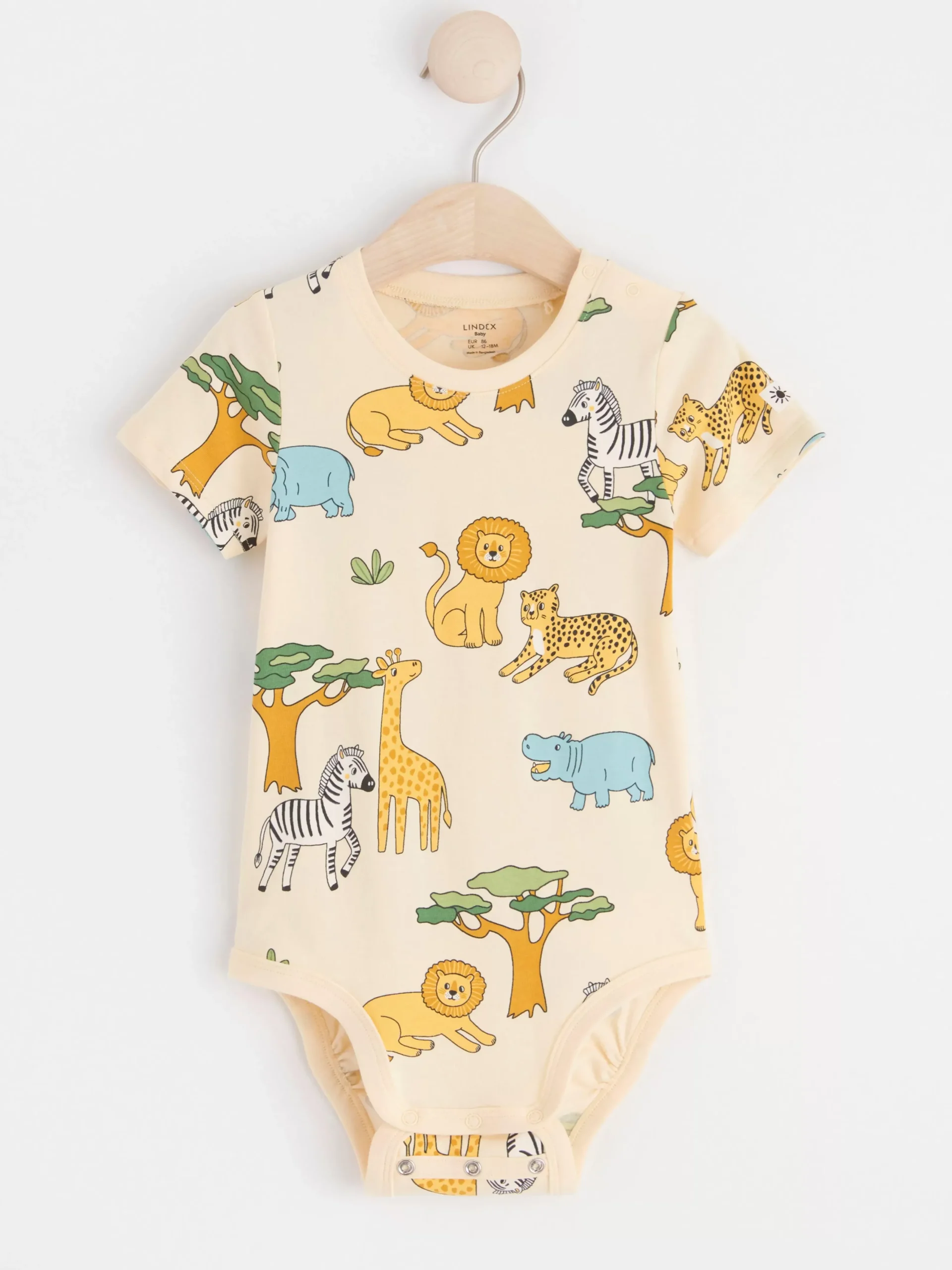 Bodies>Lindex Kortarmad Body Med Djur Light Yellow