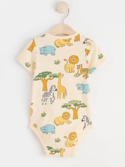 Bodies>Lindex Kortarmad Body Med Djur Light Yellow