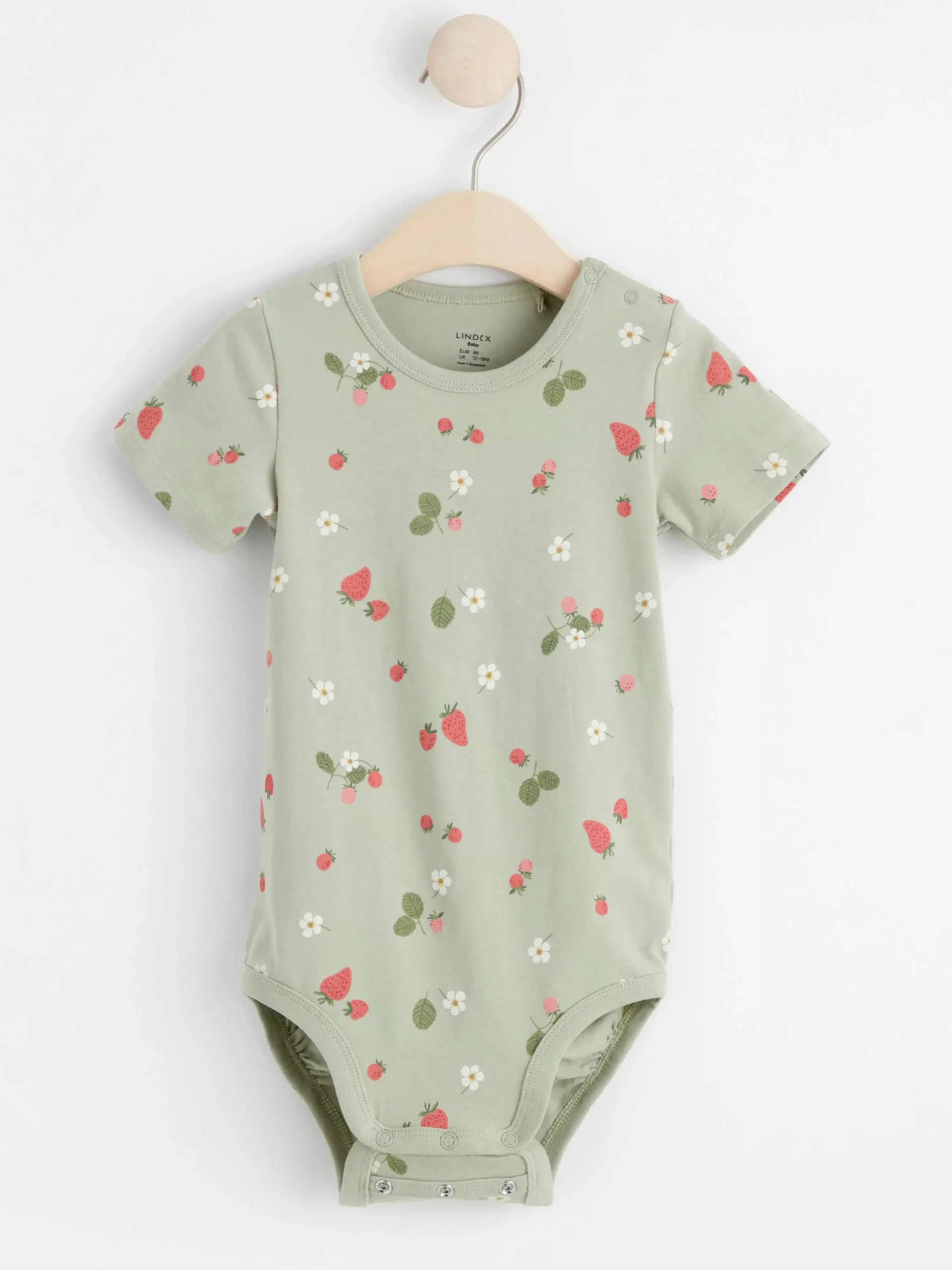 Bodies>Lindex Kortarmad Body Med Jordgubbar Dusty Green